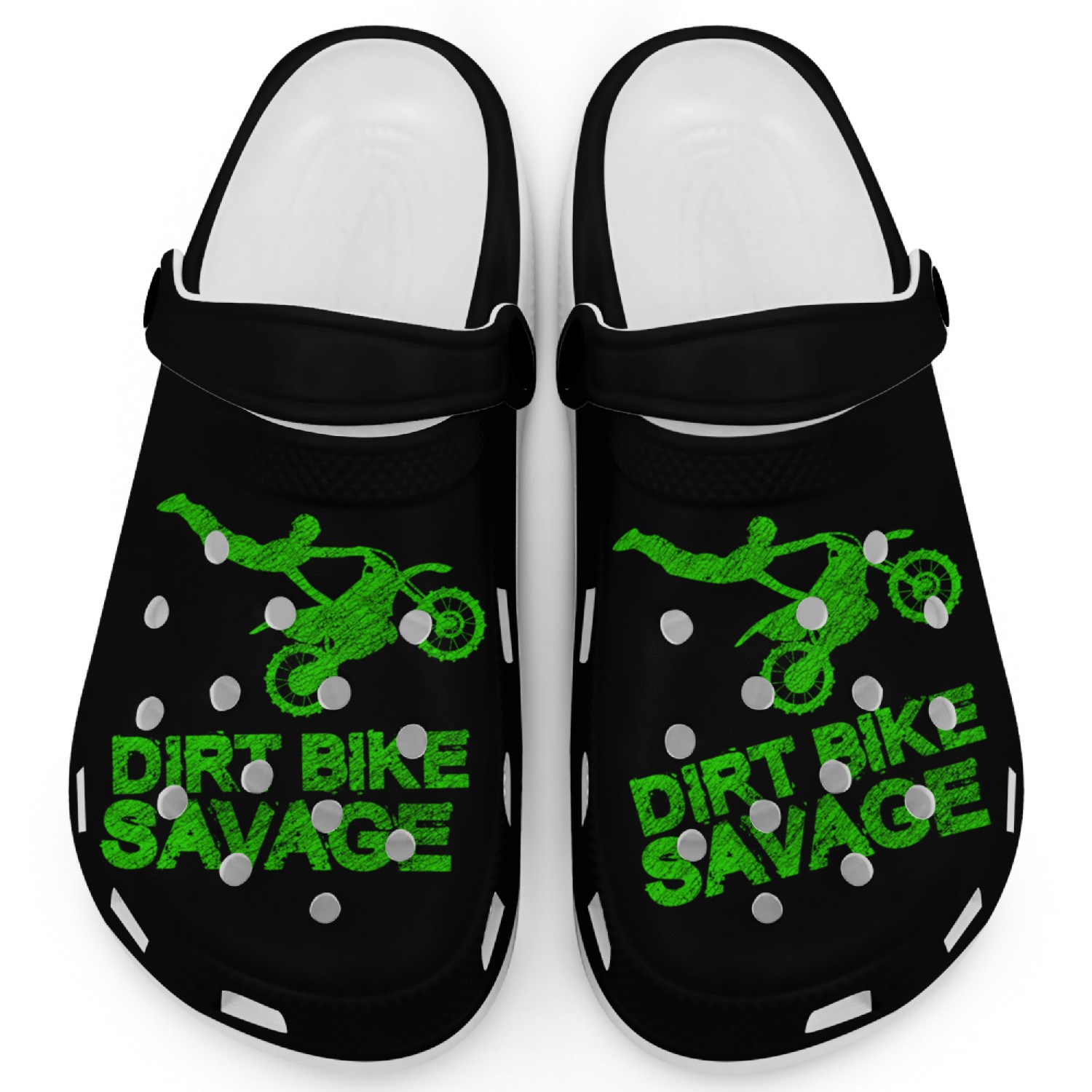 Dirt Bike Savage Motocross Distressed Youth Rider Clogs