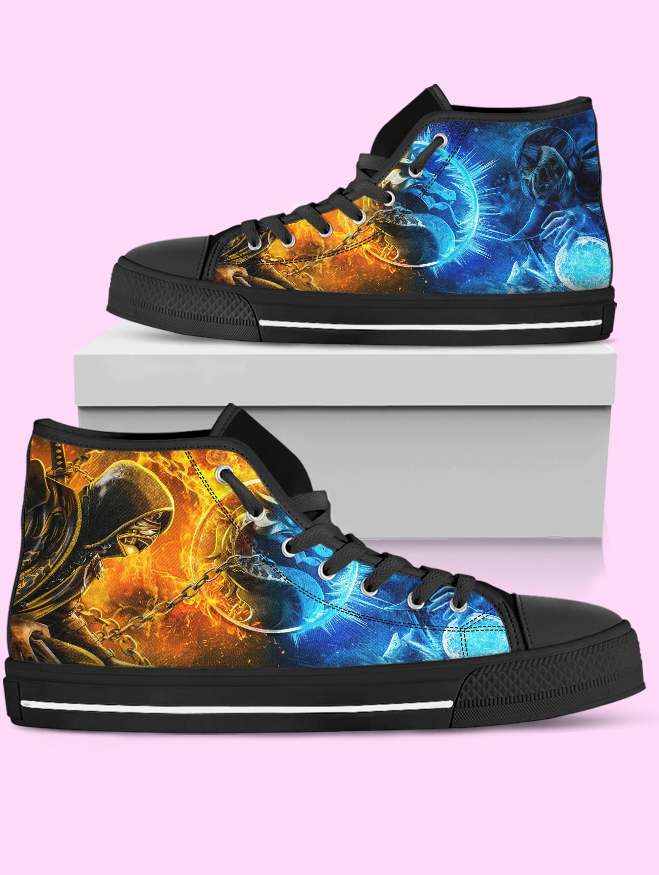 Mortal Kombat High Top Shoes, Scorpion vs Sub-Zero Shoes