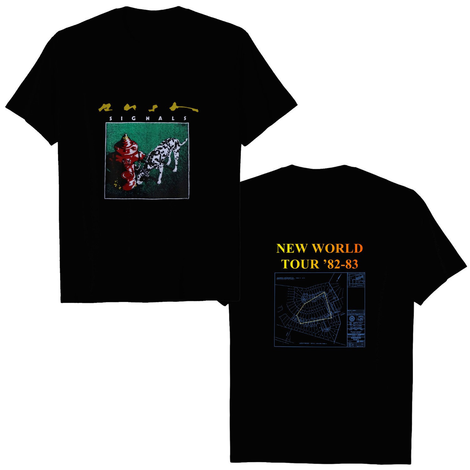 Rush Signals New World Tour Shirt, Rush Signals Dalmatian Dog Music Tour 1983 Shirt