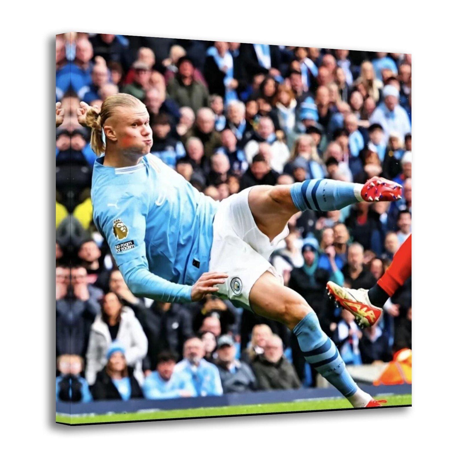 Erling Haaland Dynamic Kick Manchester City Match Painting On Canvas Wall Art Poster Picture Print Living Room Walls Decor Home Posters