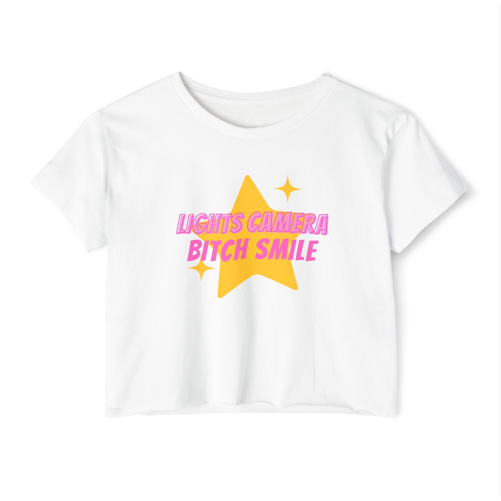 Lights camera bitch smile women's Festival Crop Top