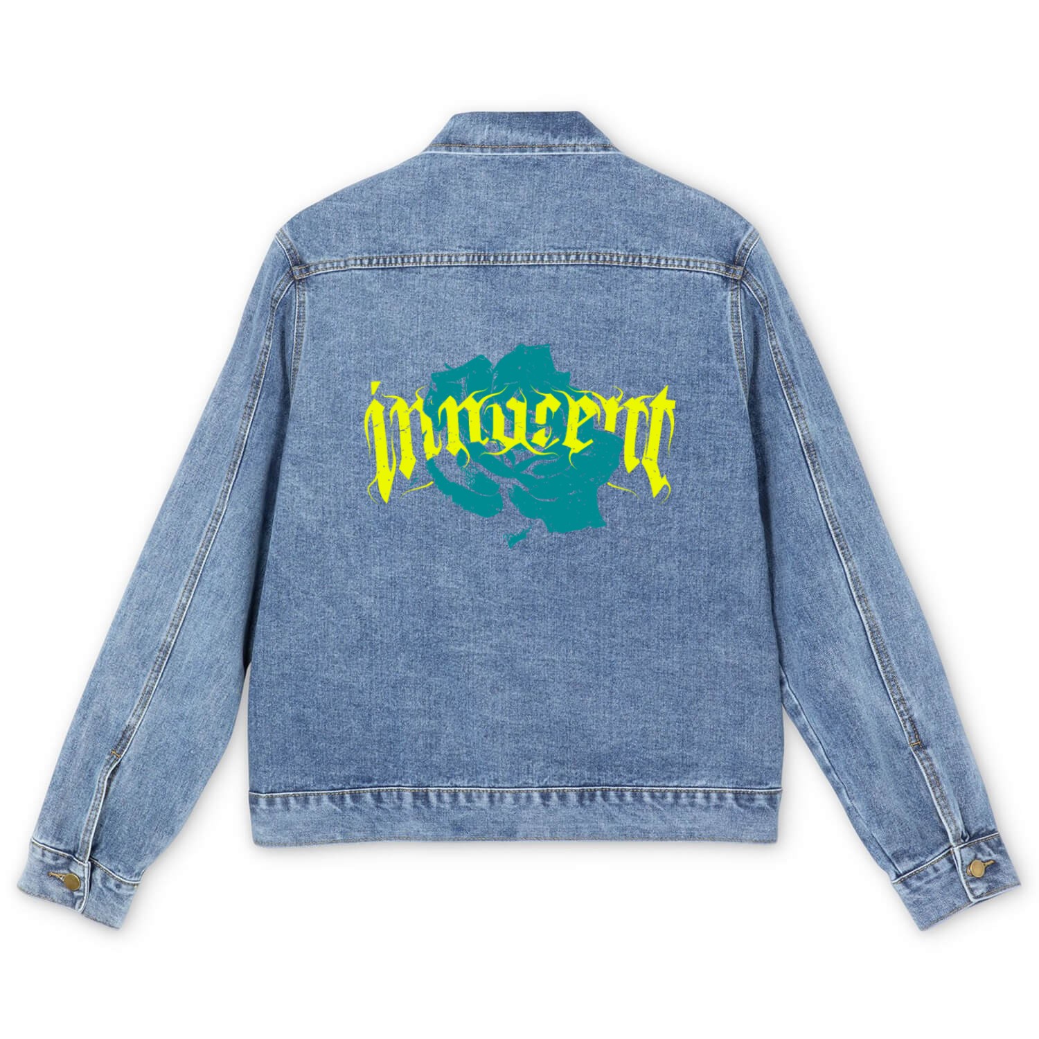 Innocent With Flower Vintage Text Design Men's Denim Jackets