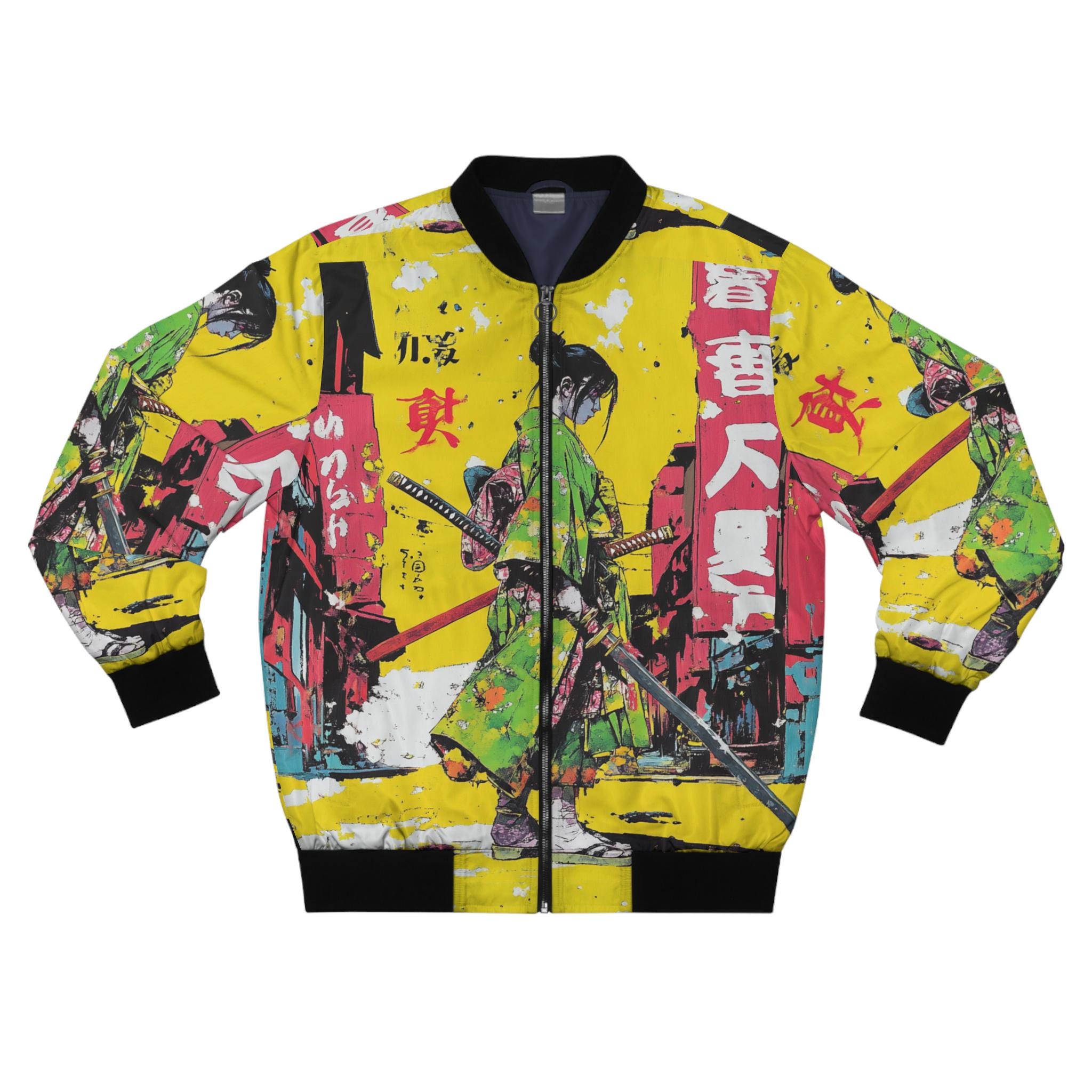 Japanese Anime Bomber Men's Jacket ,Men's AOP Bomber Jacket,Japanese Streetwear Bomber Jacket