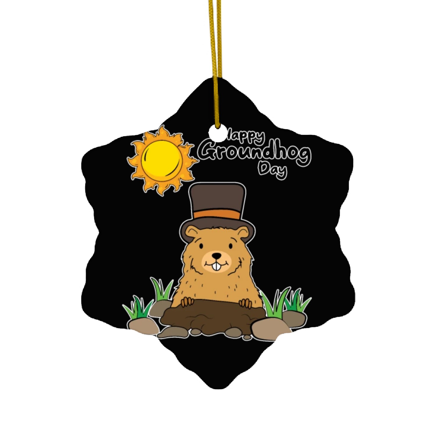 Happy Groundhog Day Animal Groundhog Spirit Rodent Ceramic Ornaments