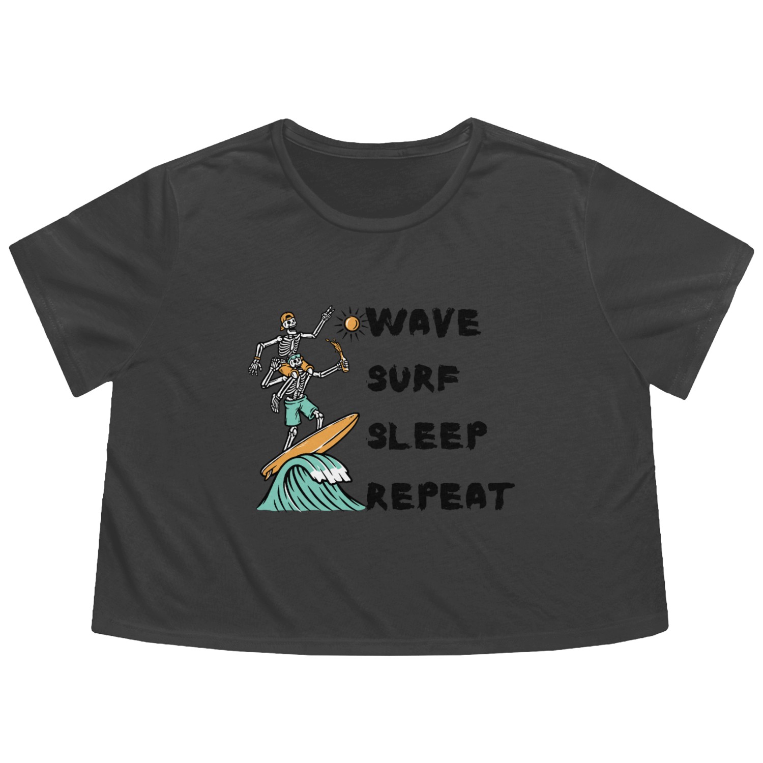 Wave, Surf, Sleep, Repeat Flowy Cropped Tees