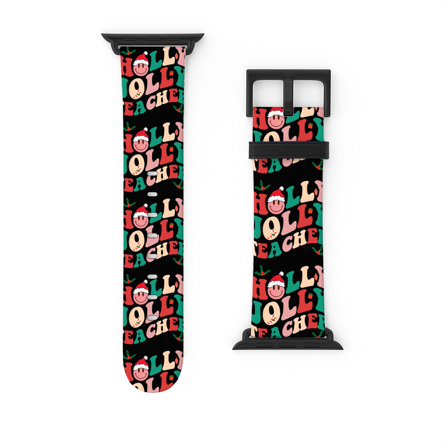 Holly n Jolly Santa Christmas Smiling Teacher Watch Bands For Apple Watch