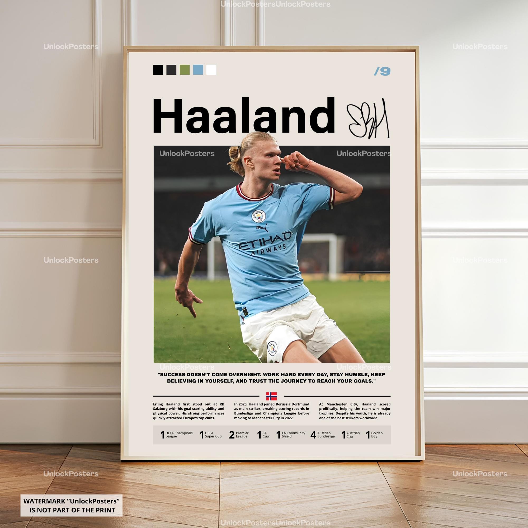 Erling Haaland Poster, Haaland Manchester City, Manchester City Print, Football Striker Decor, Soccer Star Artwork, Haaland Wall Art