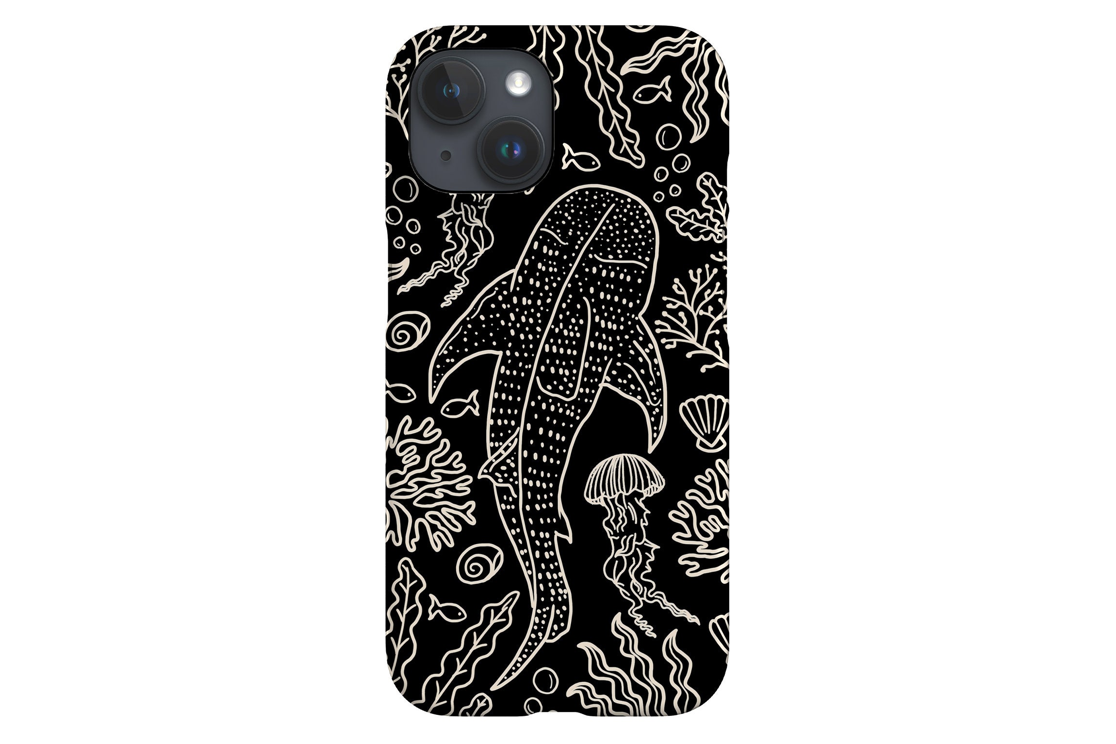 Black Whale Shark Coral Reef Phone Case