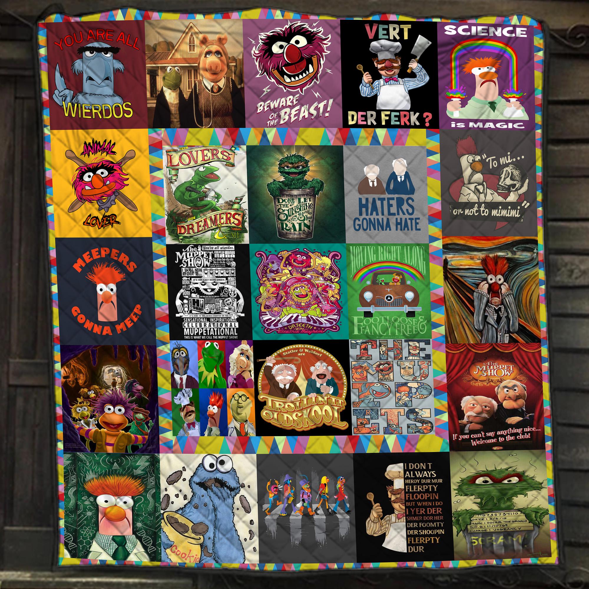 Muppet Collage Fleece Blanket, Retro TV Show Quilt