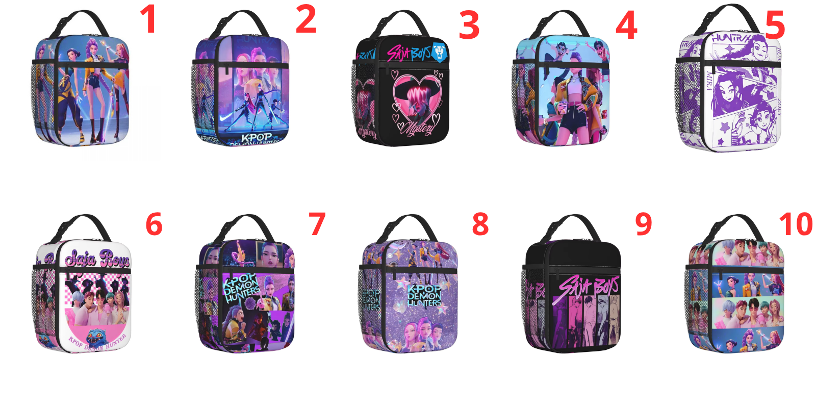 Huntrix Zoey Rumi Mira Insulated Lunch Bag KPop Demon Hunters Reusable Thermal Tote Lunch Box