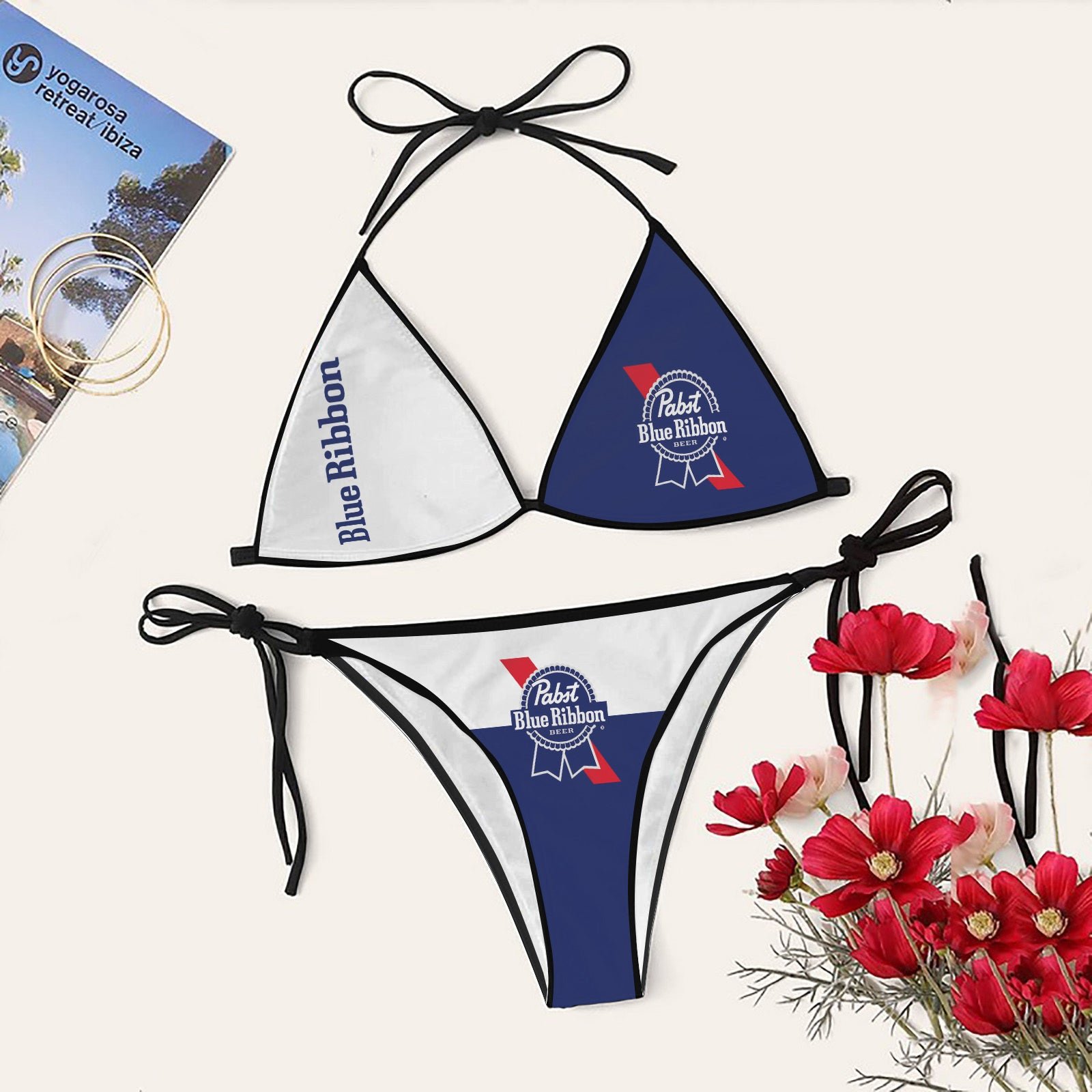 Pabst Blue Ribbon Simple Wave Triangle Beach Bikini
