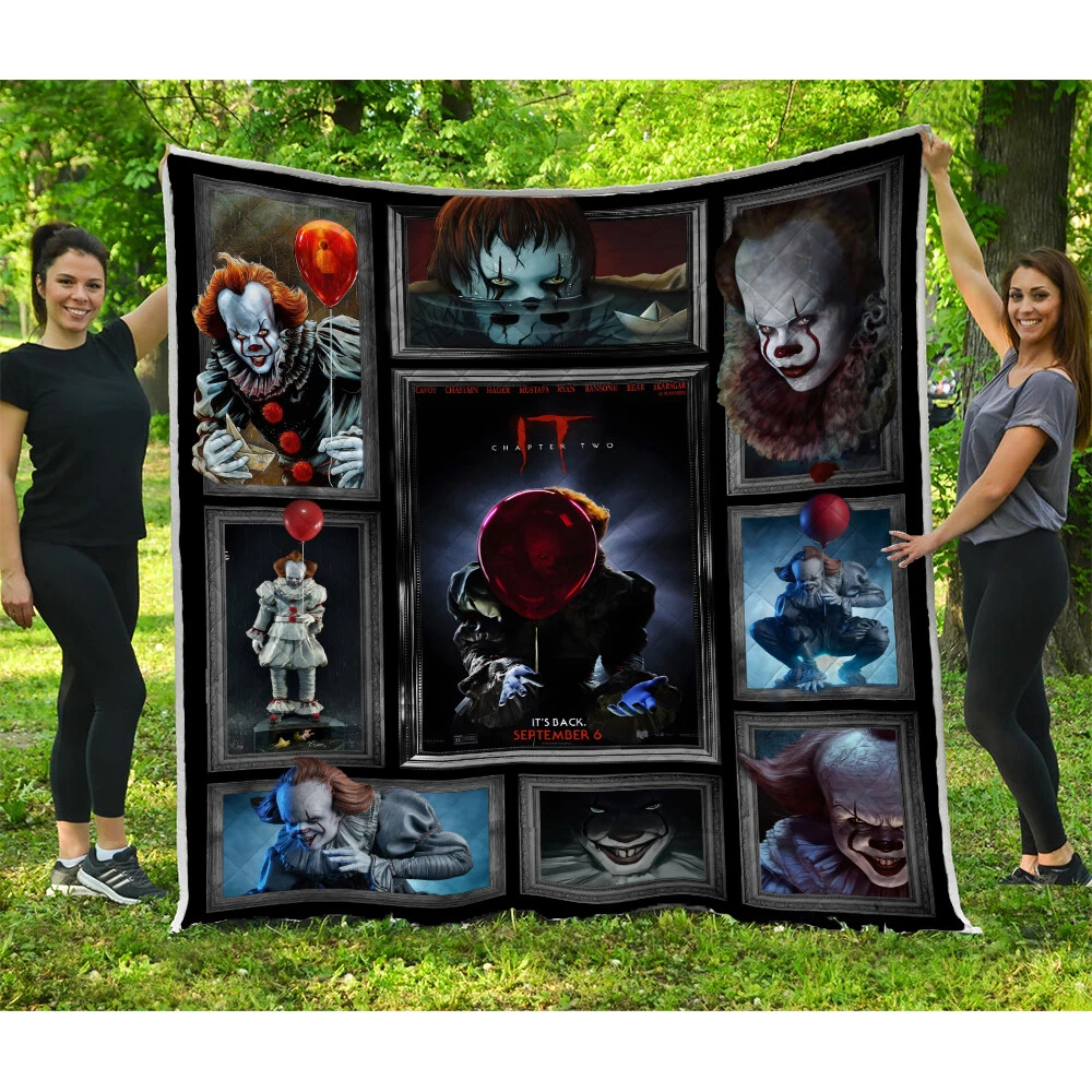 Halloween Pennywise Quilts, It Chapter Two Quilt Blanket Horror Movies