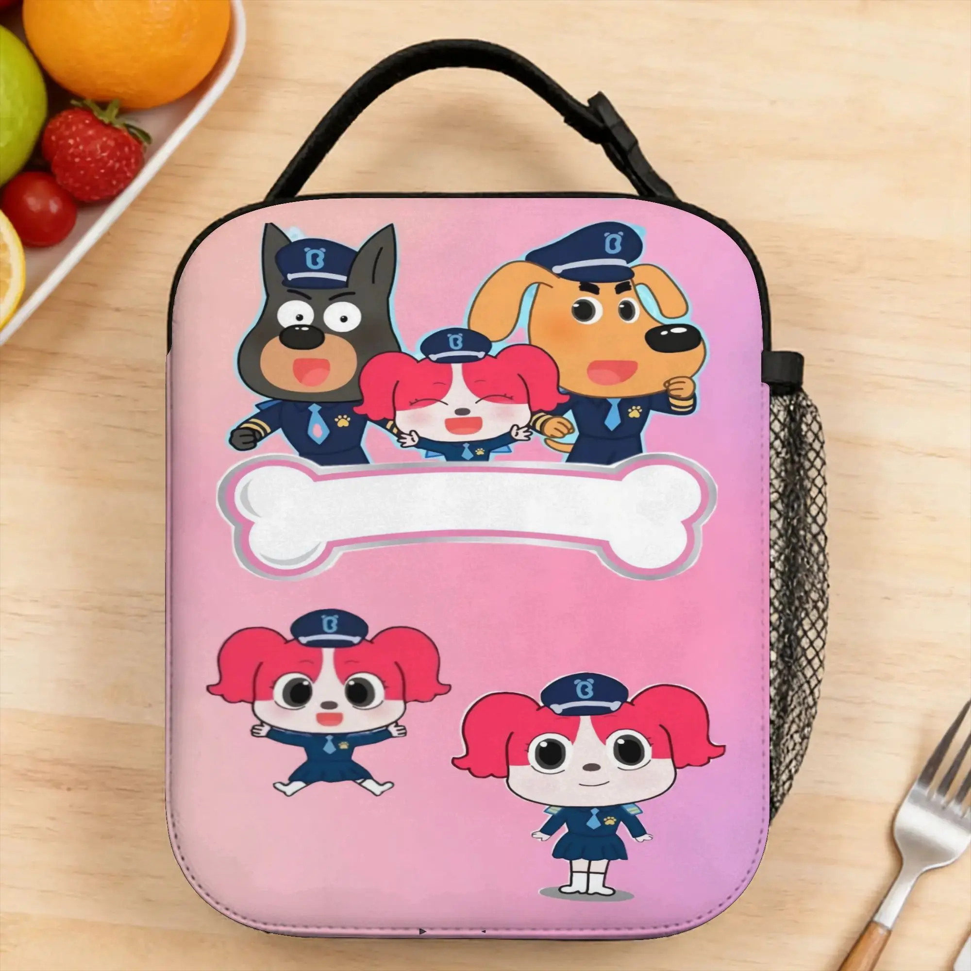 Lunch Bag Sheriff Labrador Cartoon Animation School Lunch Box For Child Funny Portable Print Thermal Lunch Bags