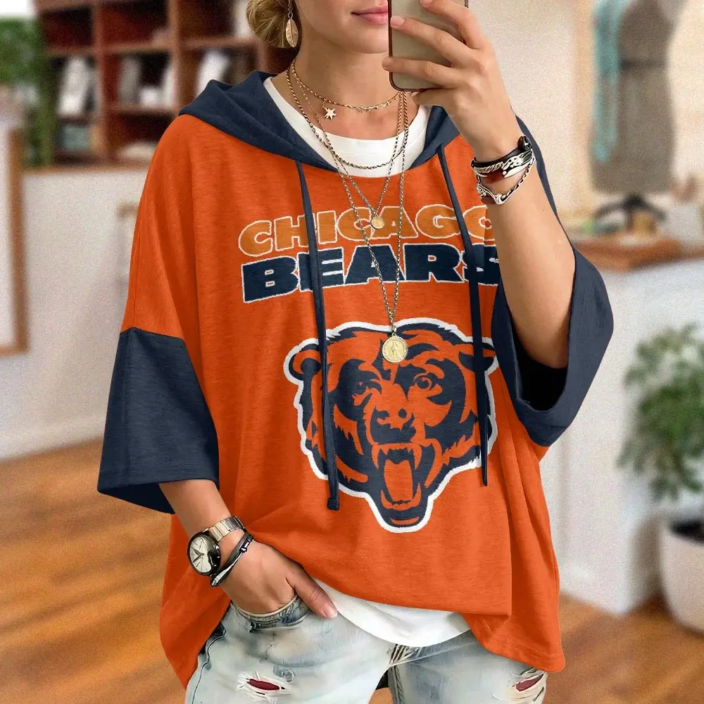 Chicago Bears Oversized Short Sleeve Hoodie