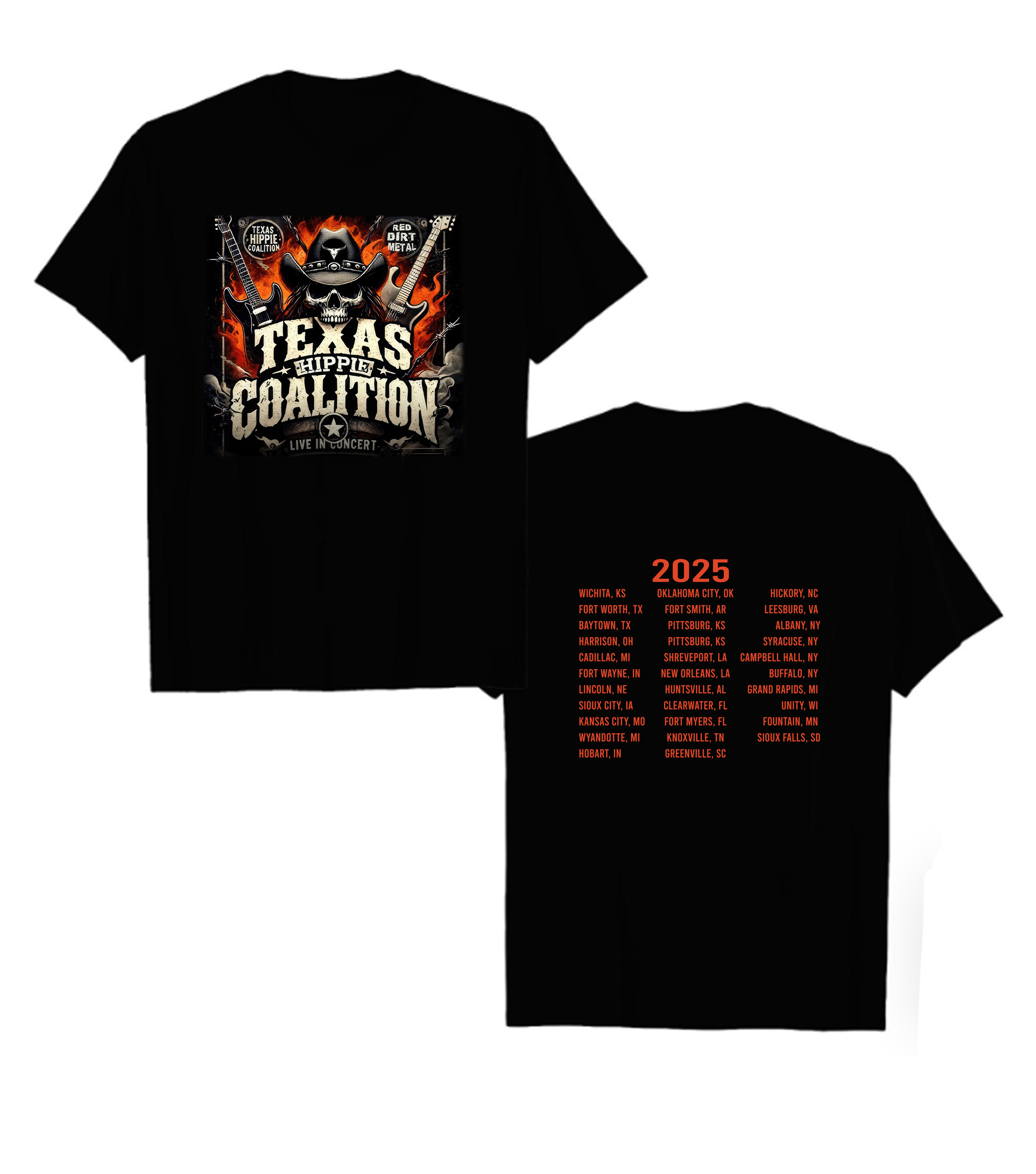 Texas Hippie Coalition Live In Concert Merch Tour 2025 Two Sides Print T-Shirt