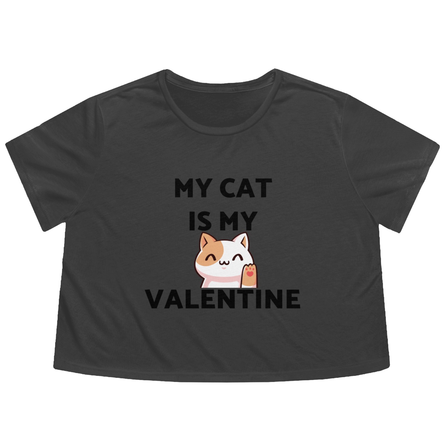 My cat is my Valentine Flowy Cropped Tees