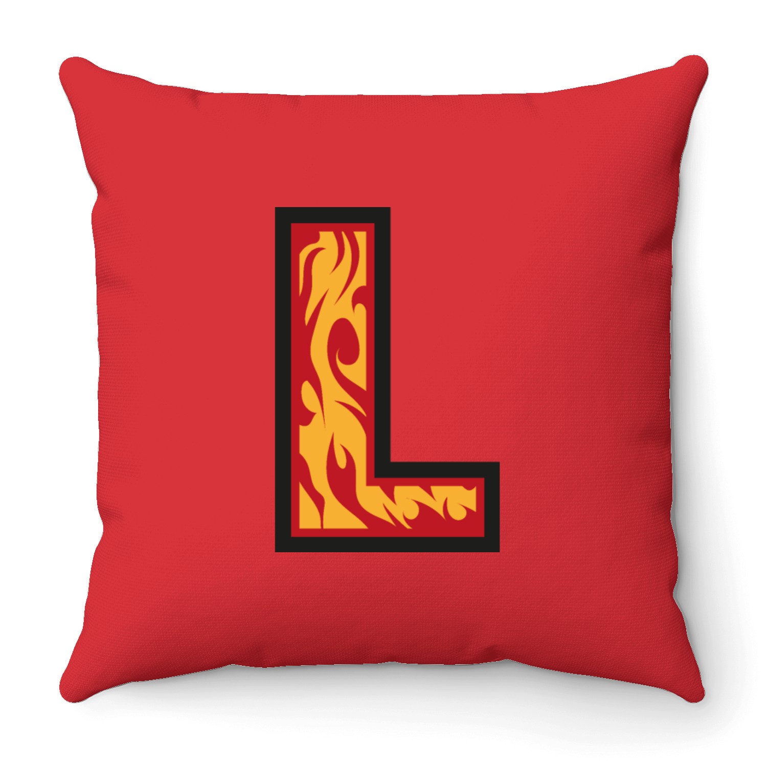 Letter L with Flames - Letter on Fire Throw Pillows