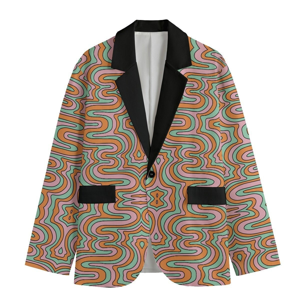 Retro 70's psychedelic Women's Casual Blazer, Women Suit Jacket, Gift For Her