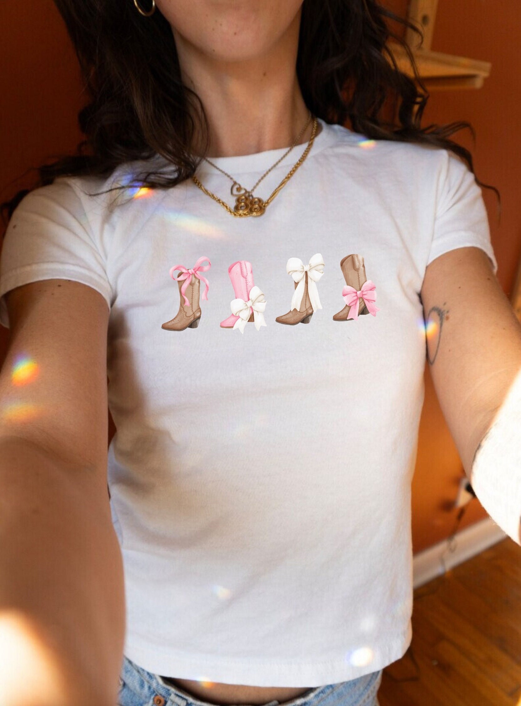 Cowboy Boots Cowgirl Western Baby Tee Yee Haw, Summer Baby Tee for women