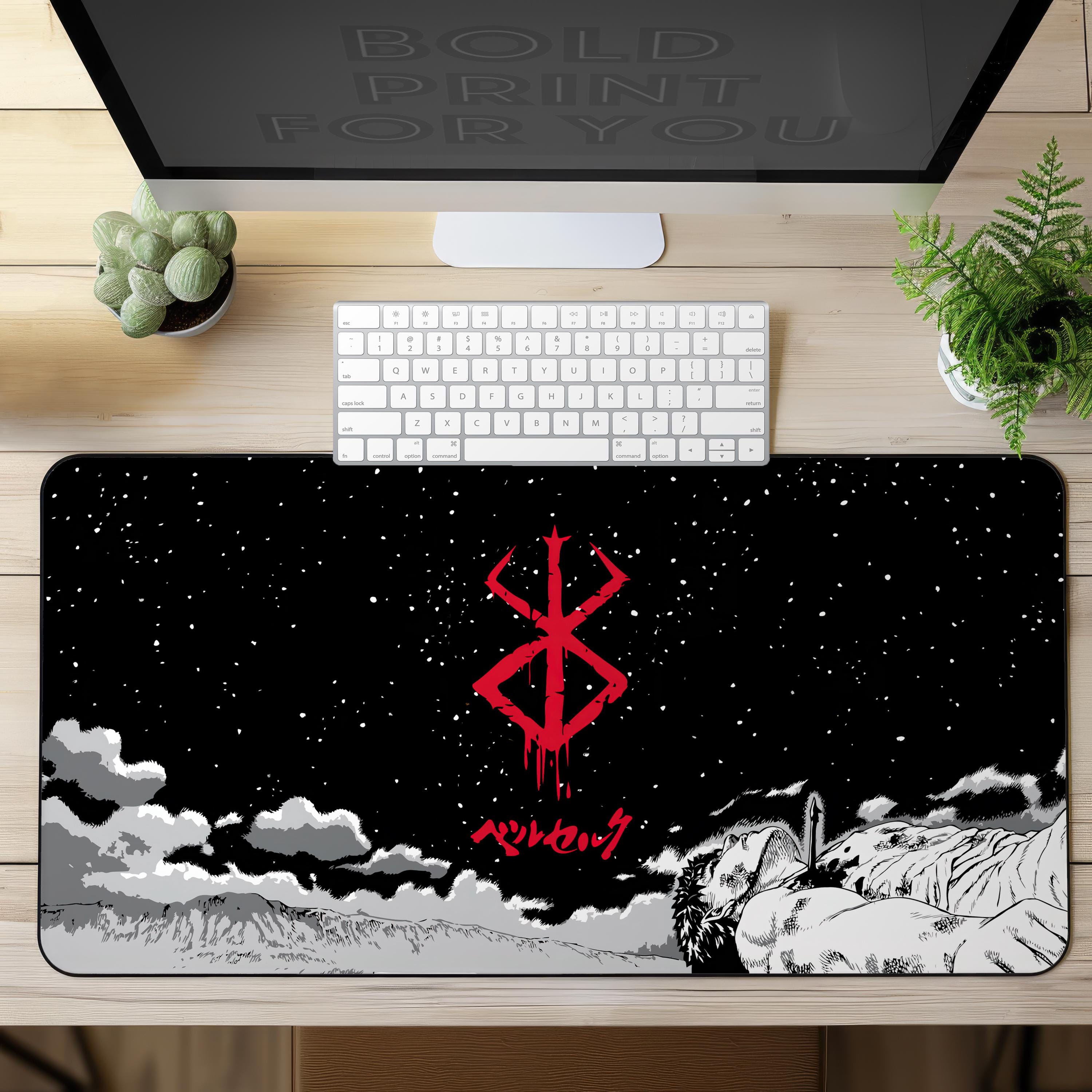 Anime Guts Berserkk Night Desk Mat, gaming mouse mat, Keyboard Laptop Gaming Desk Pad