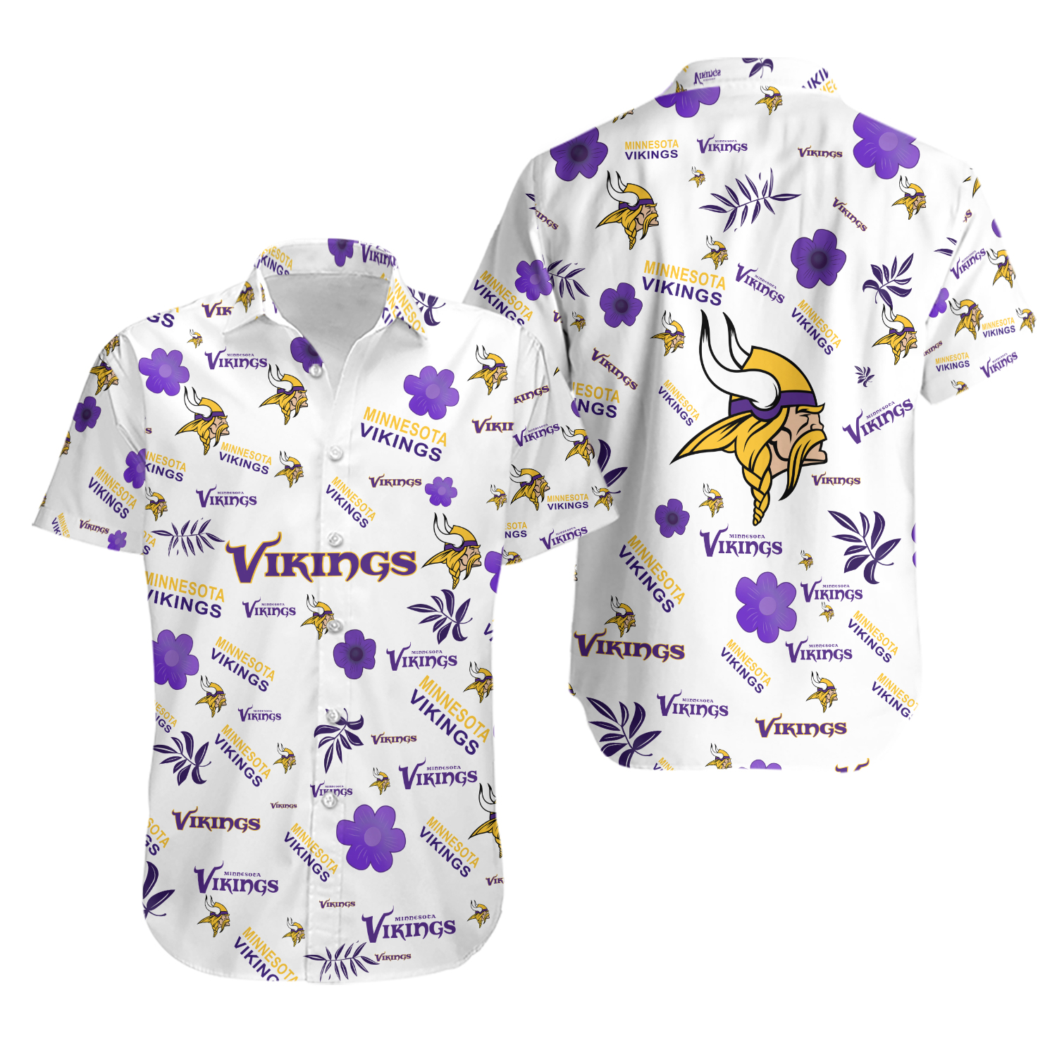 Minnesota Football Team Vikingss Hawaiian Button Down Shirt Unisex Adults