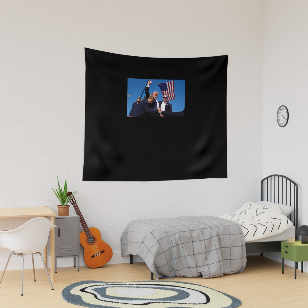 Trump Assassination Attempt Hardest picture of all time Tapestry, Trump 2024, Political Tapestry, For Home and Living, US Election for Decoration