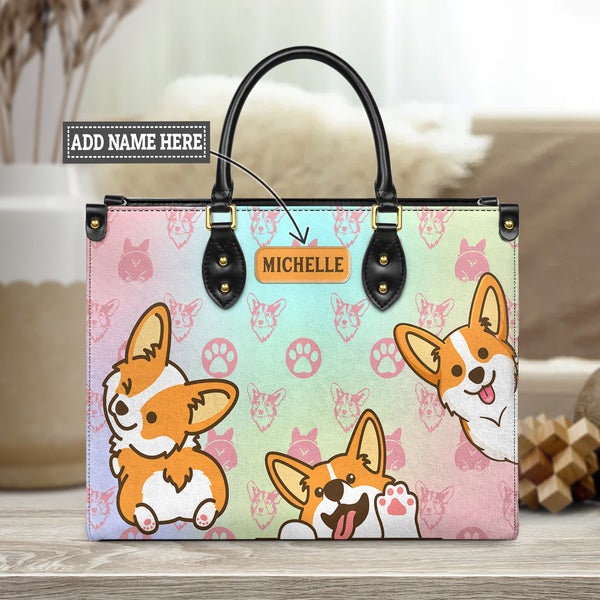 Corgi Hologram Handbag,Personalized Corgi Leather Handbag,Dog Handbag,The Corgi Bag,Cute Corgi Bag,Dog Crossbody bag
