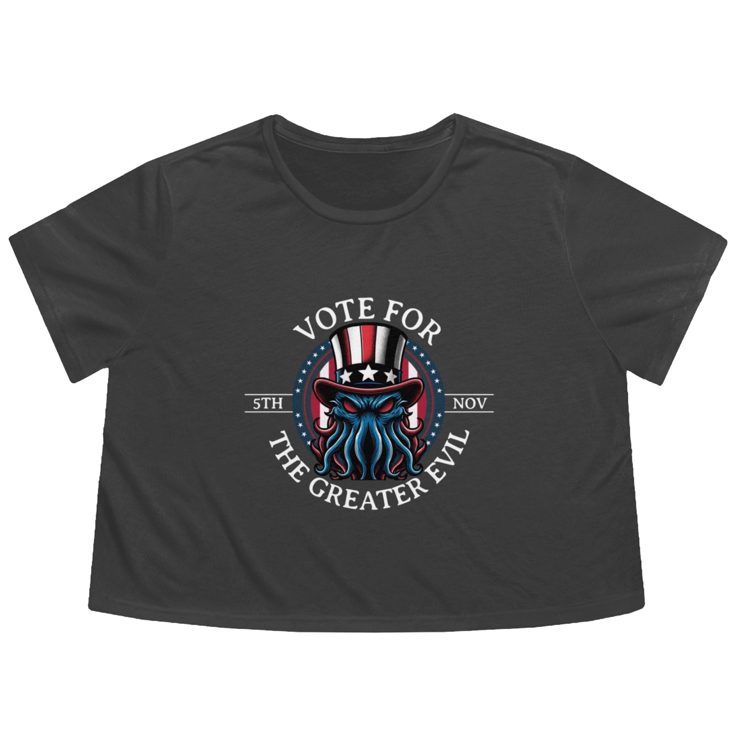 Vote for the Greater Evil, Presidential Elections Flowy Cropped Tees