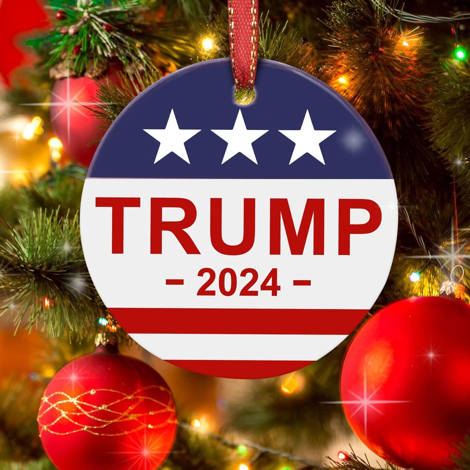Donald Trump Make American Great Again Christmas Ornament 2024, Trump Support Xmas Ornament, Trump 2024 Ornament, MAGA Supporter Election