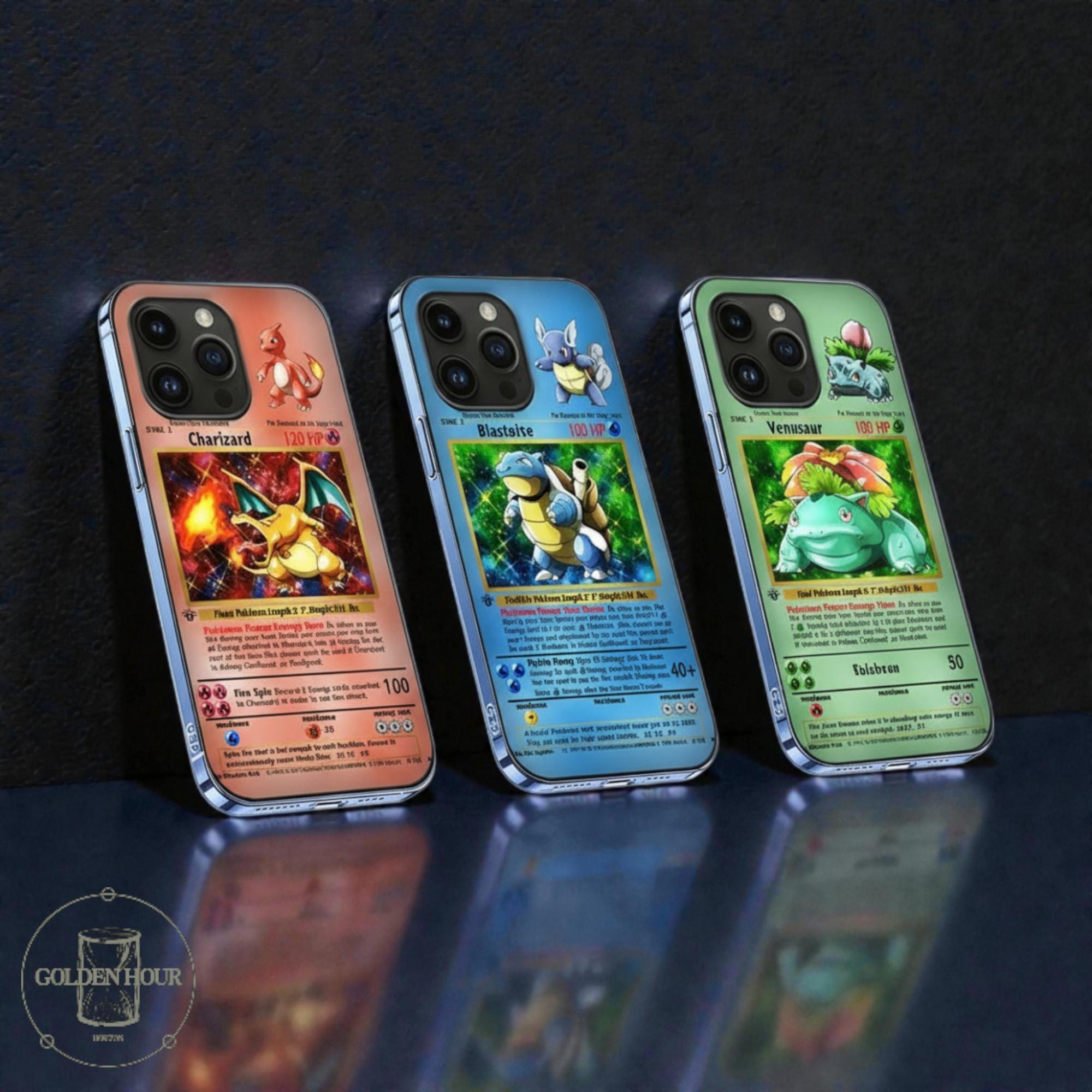 PKM Lenticular Phone Case, 3D Phone Cover, Charizard Blastoise Venusaur, Anime Case