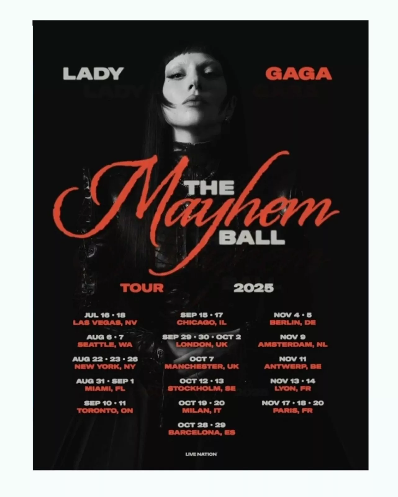 Ld ga The Mayhem Ball Tour 2025 Europe And North America Poster