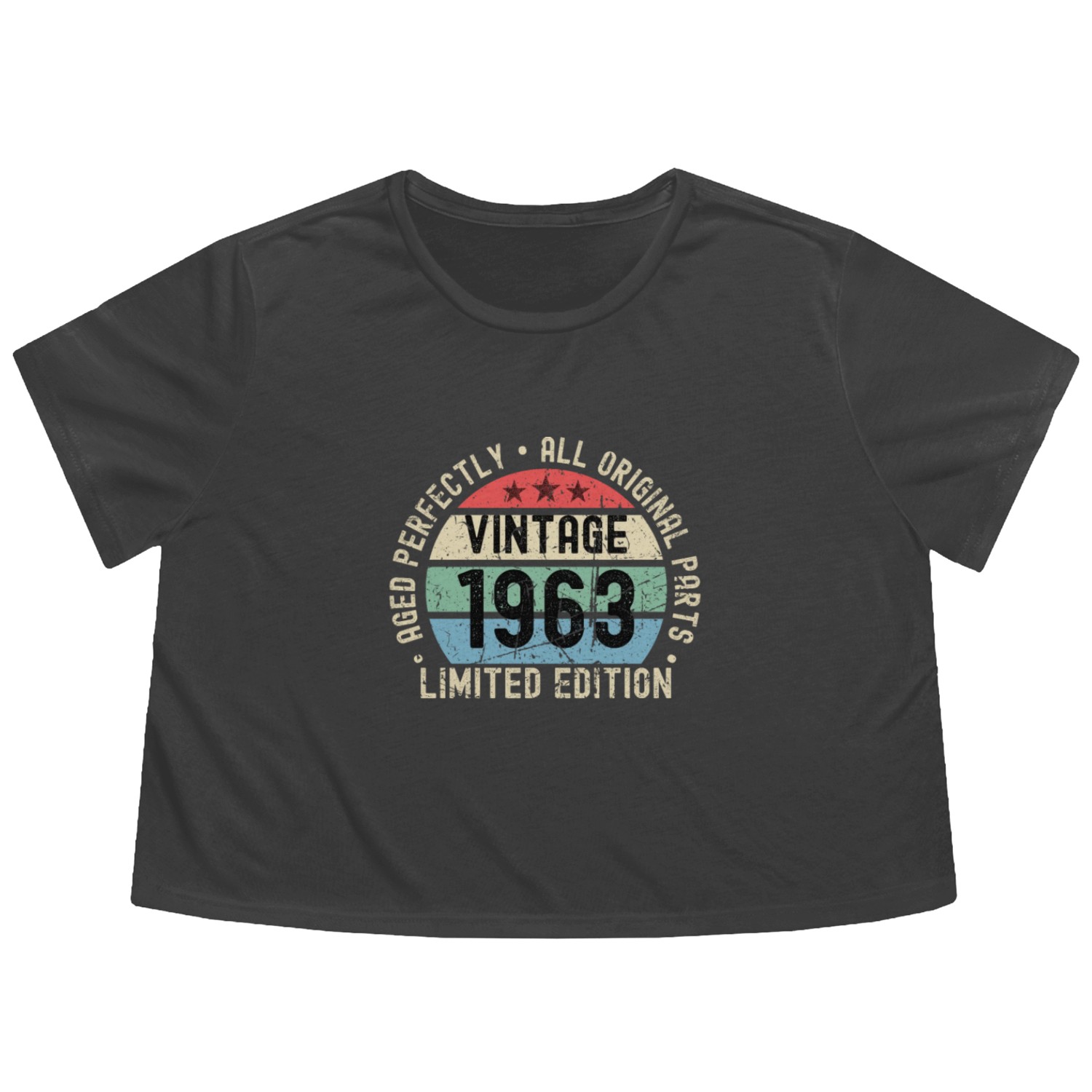 60th Birthday Vintage 1963 Flowy Cropped Tees