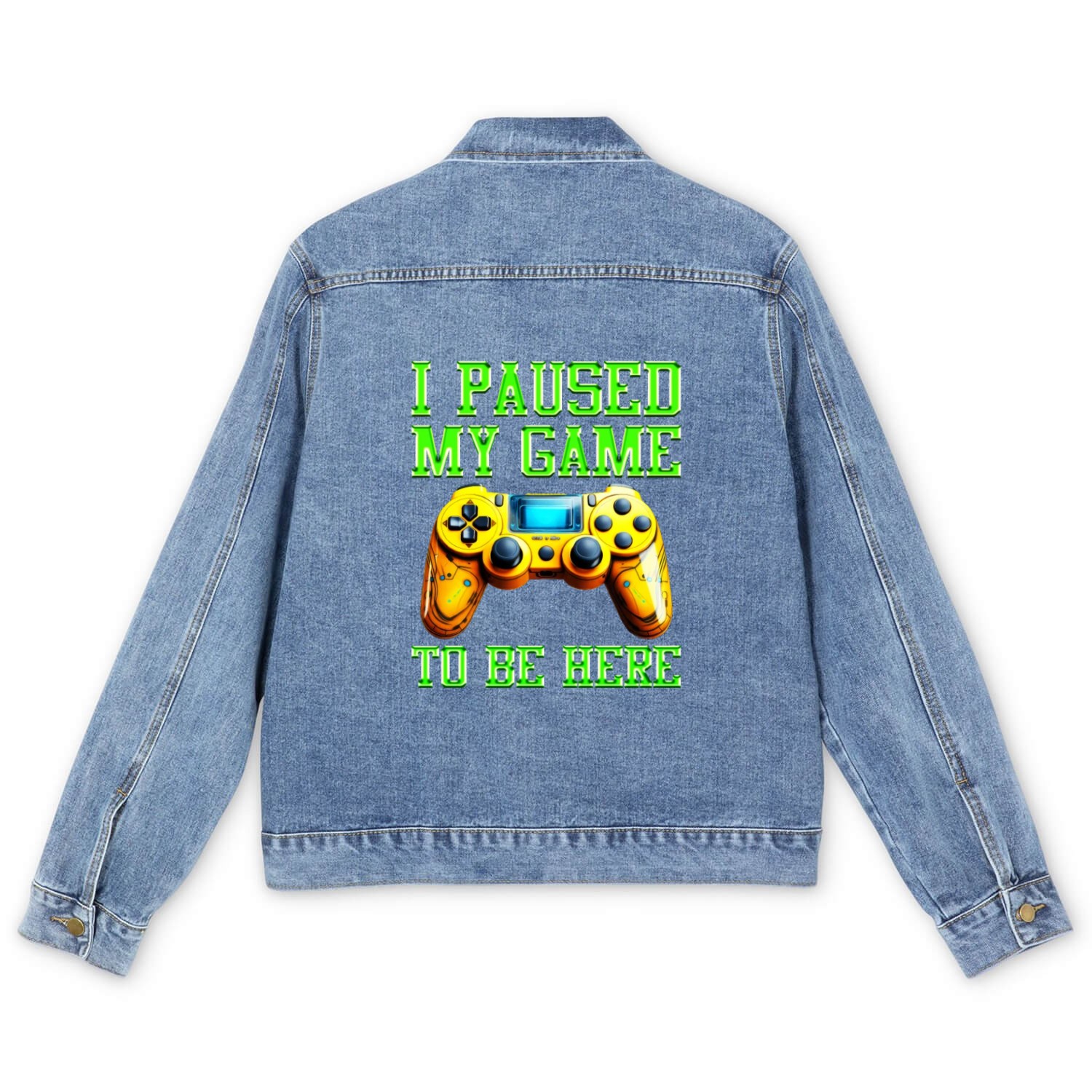 Video Player Addicted I Paused My Game to be Here Men's Denim Jackets