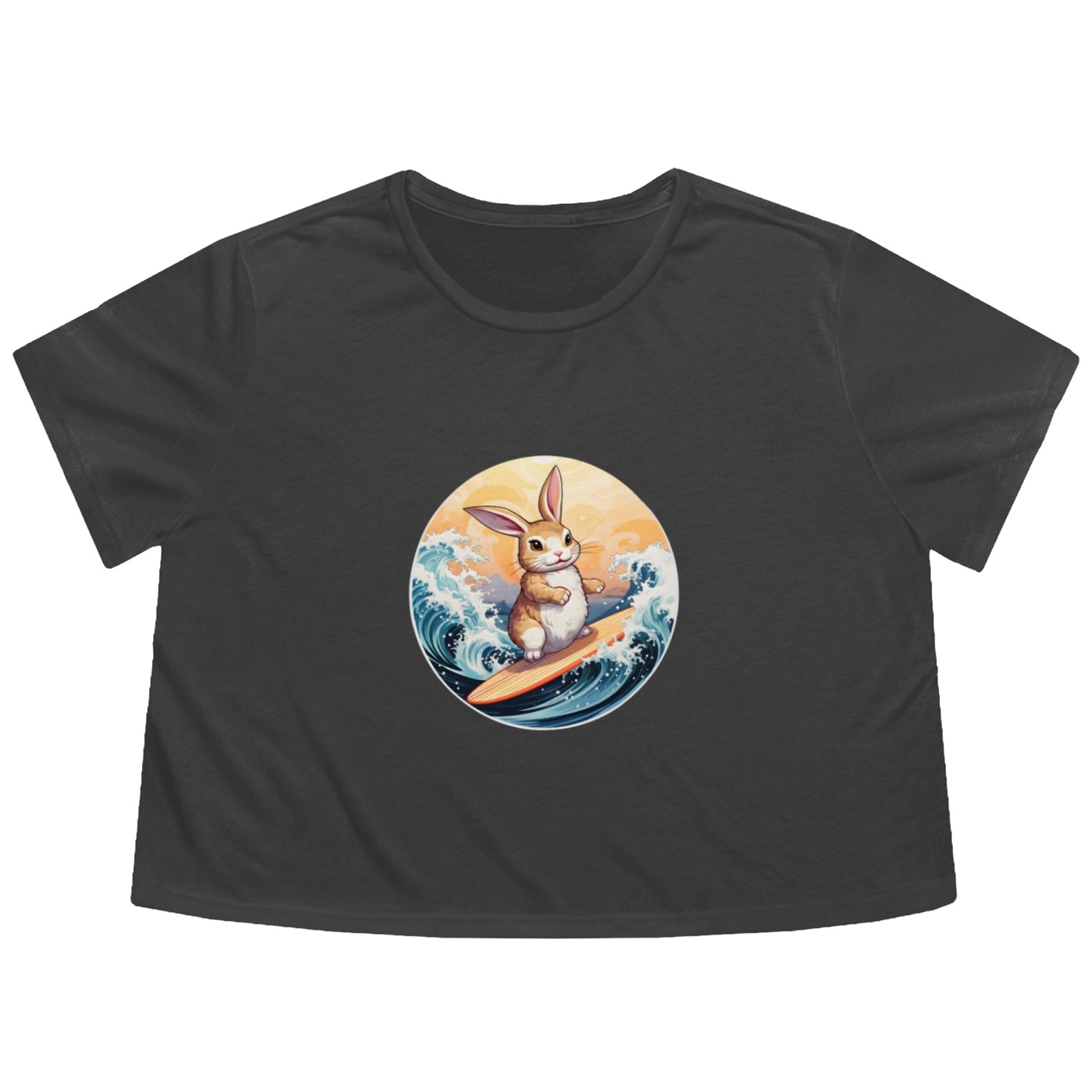 Surfboard rabbit Flowy Cropped Tees