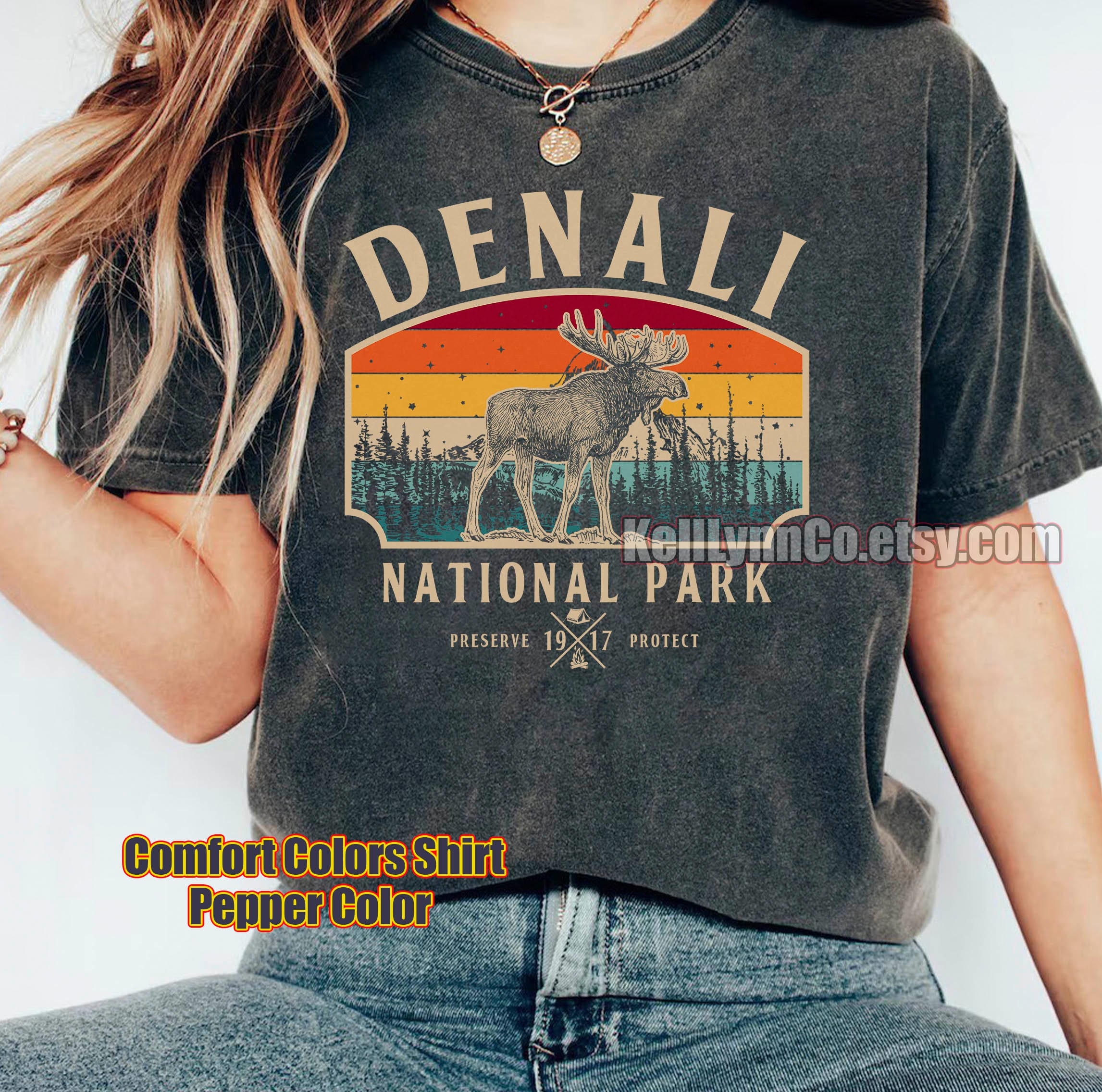 Denali National Park Alaska Comfort Colors T-Shirt, Alaska Vacation Gift Tee, Alaska Hiking Shirt, Denali Park Travel Gift, Alaska Bear Tee