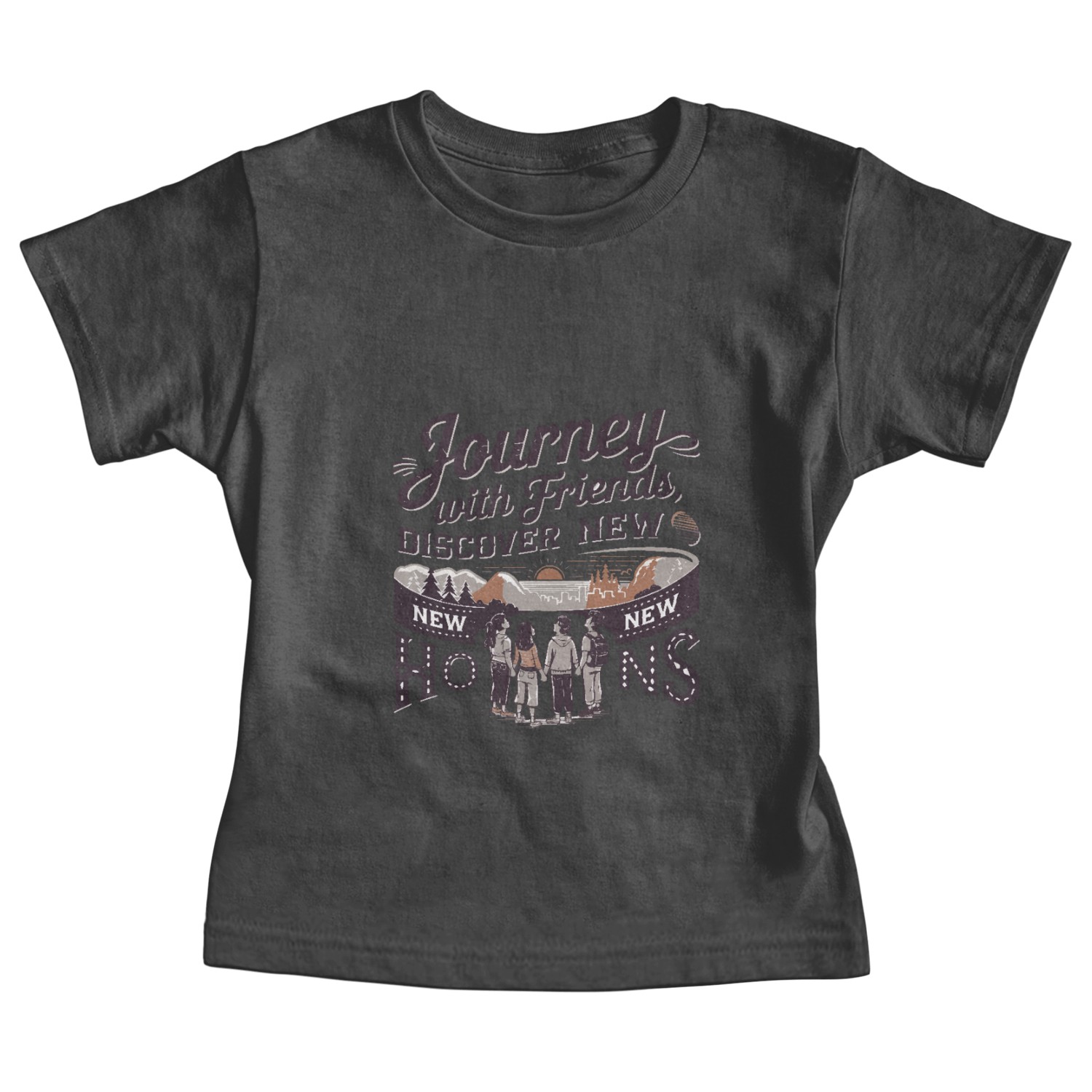 Journey with Friends adevnture travel quote text Baby Tees