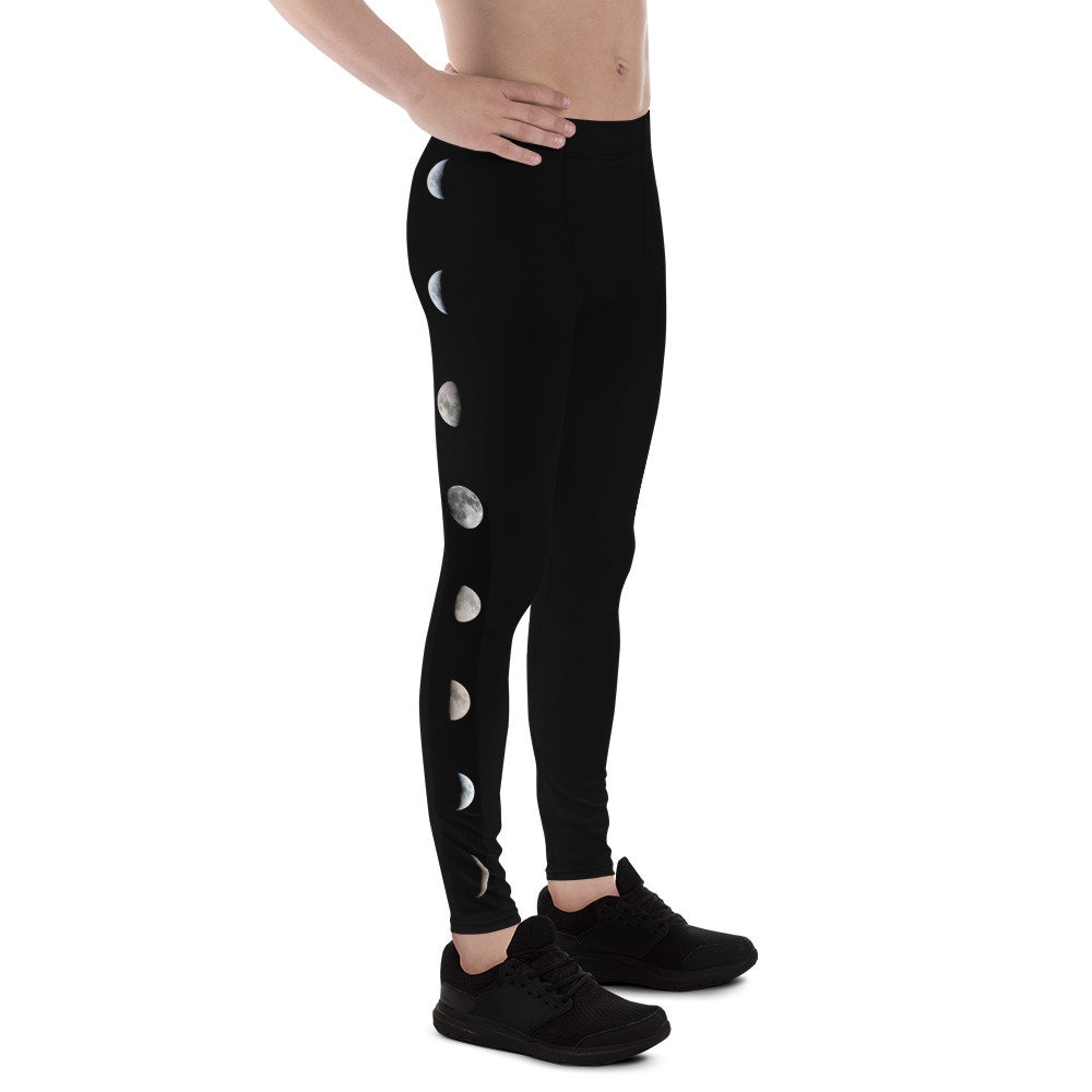 Men's Black Moon Leggings - Men's Leggings - Mens Yoga Pants