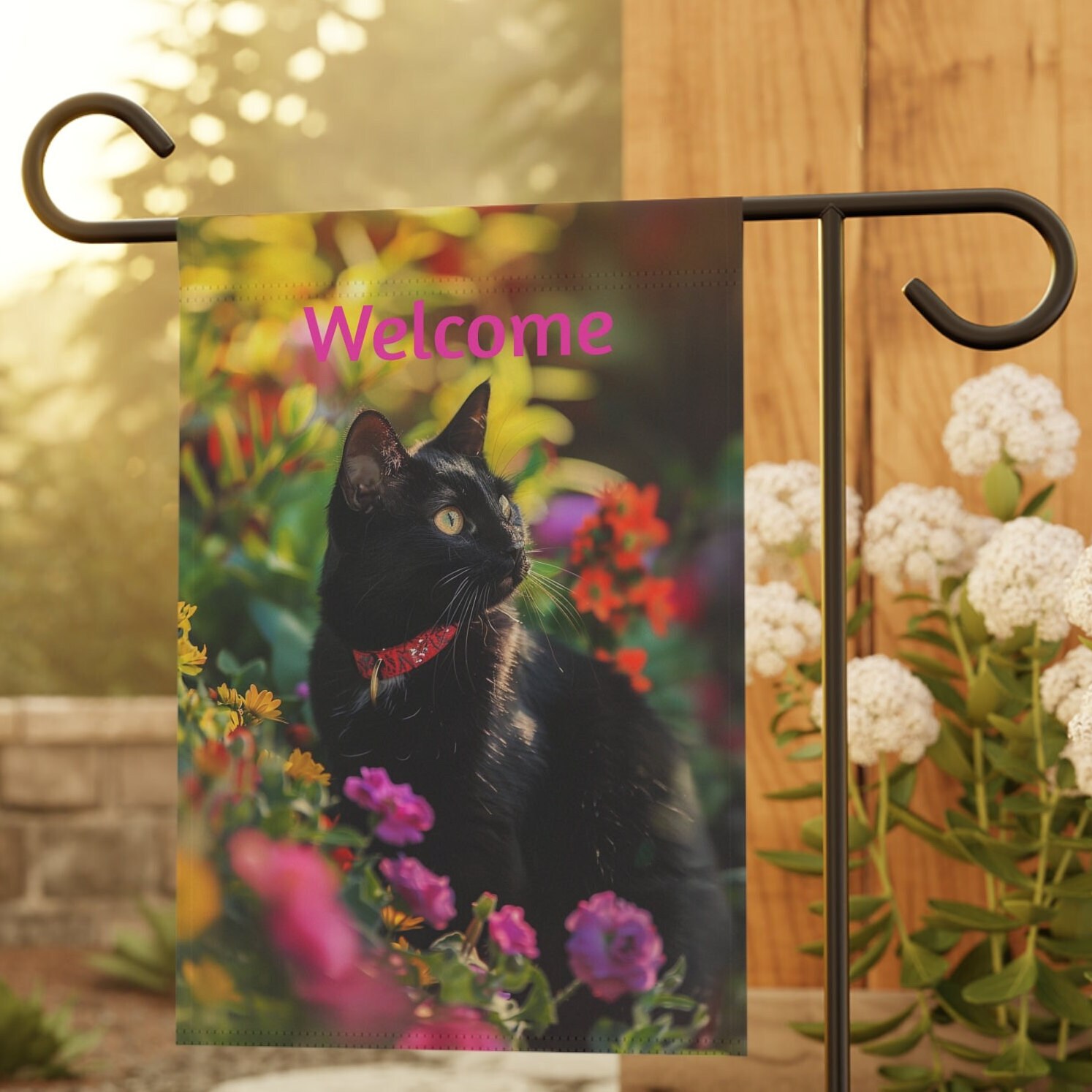 Black Cat Garden Flag, Black Cat Garden Flag, Cat Lover Gift, Cat Owner Gift,