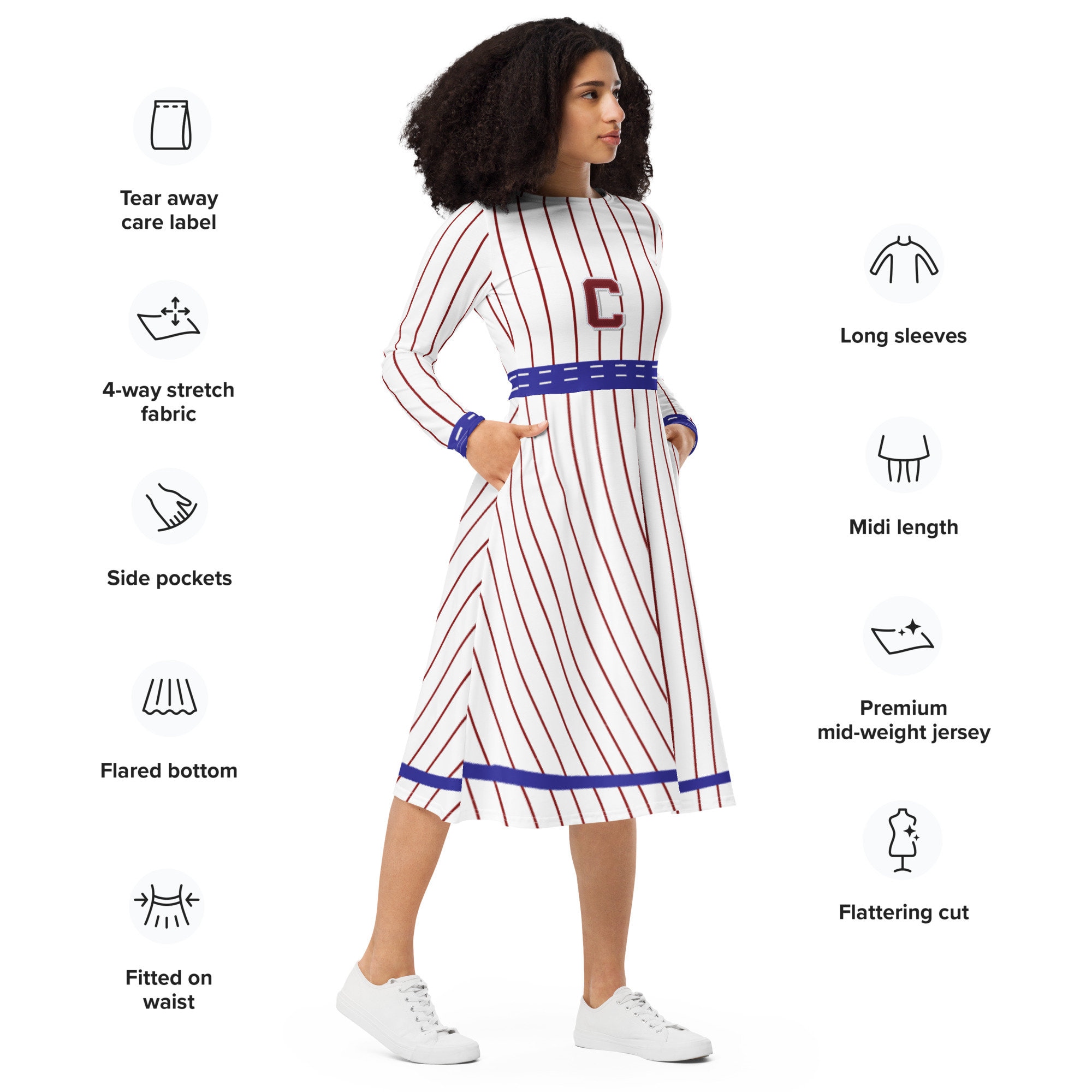 Batters Up long sleeve midi dress | Halloween Costume | Cartoon Cosplay