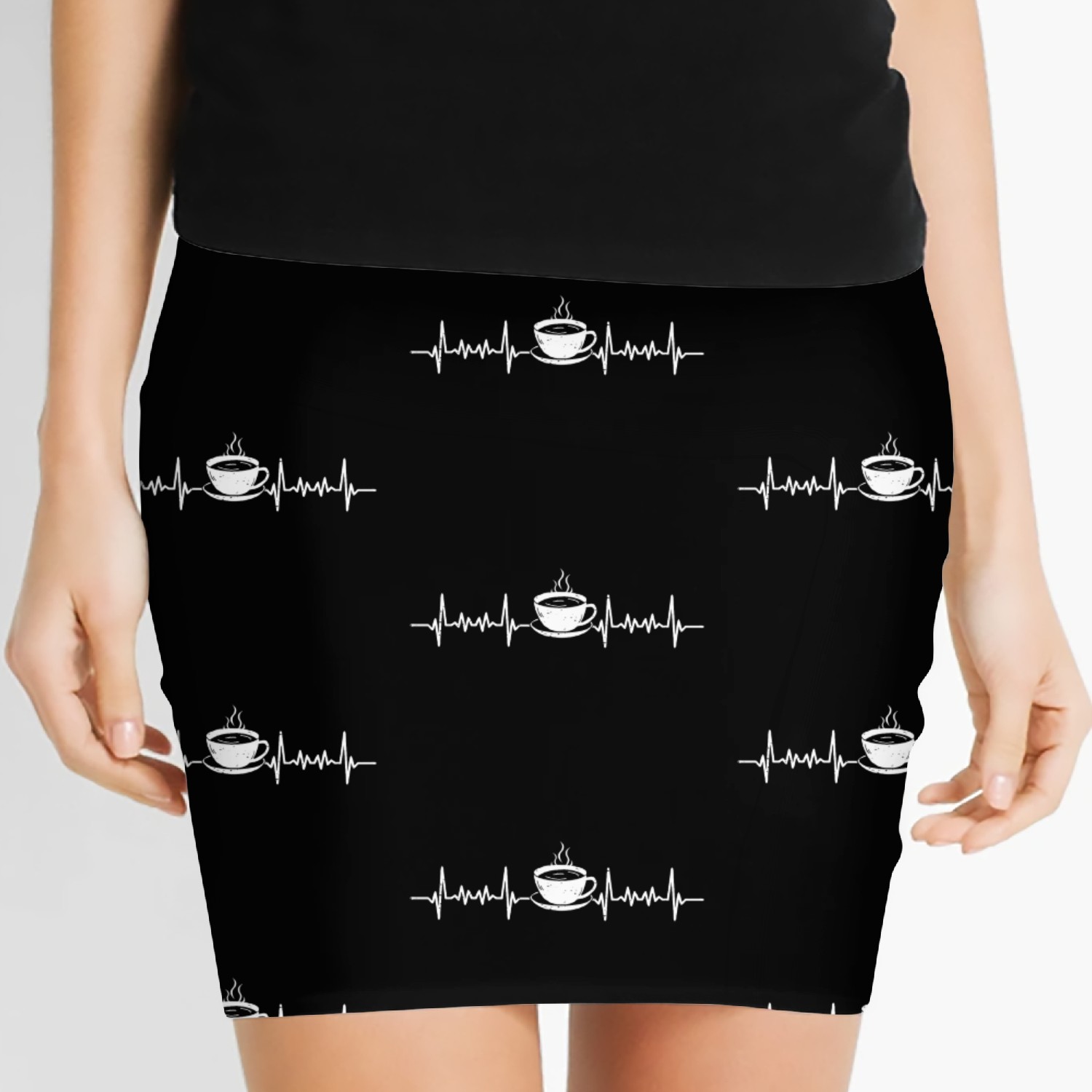 Coffee Heartbeat Lines for Coffee Lovers Women's Mini Skirts