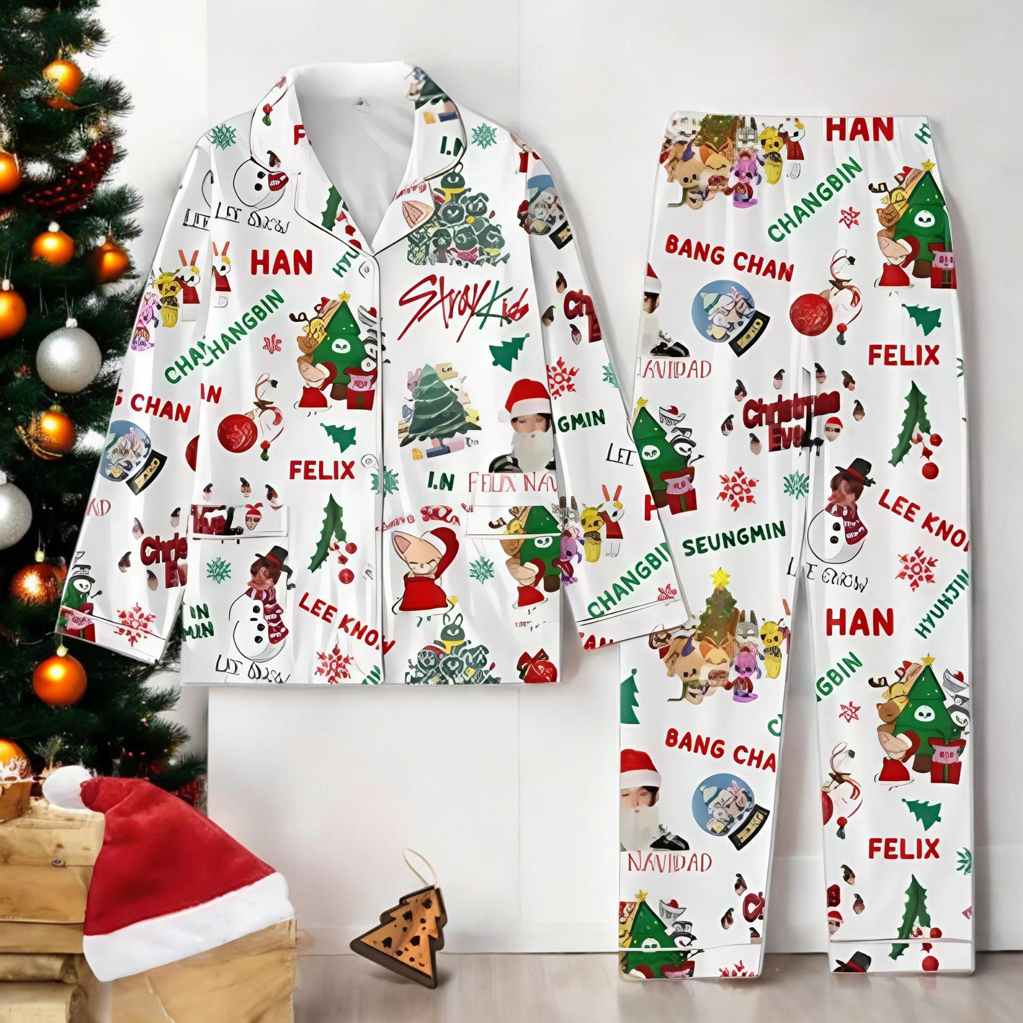 Stray Kids Everything I Want For Christmas Pajamas, 2024 Holiday Sleep Set, Kpop Gift Idea