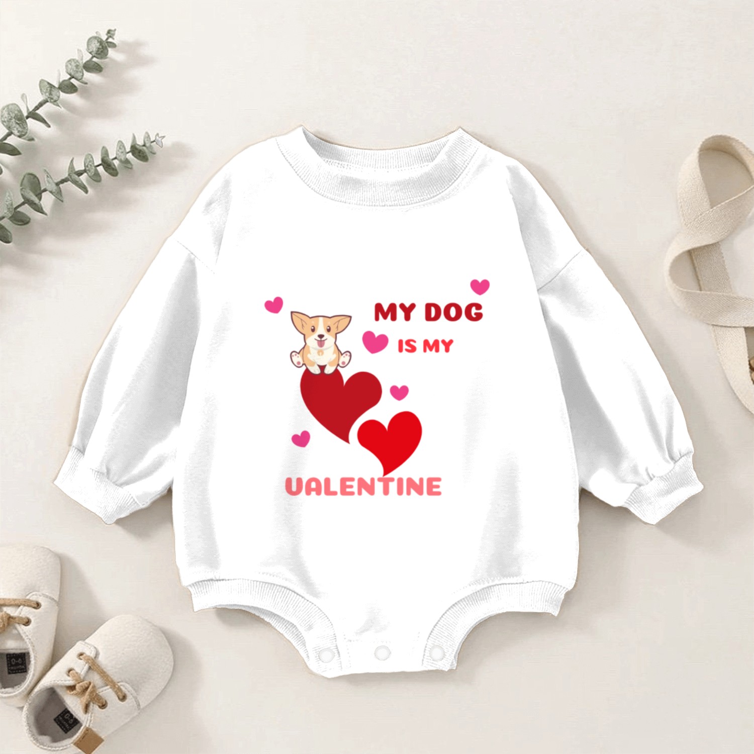 My dog is my valentine . Baby Romper Sweatshirts