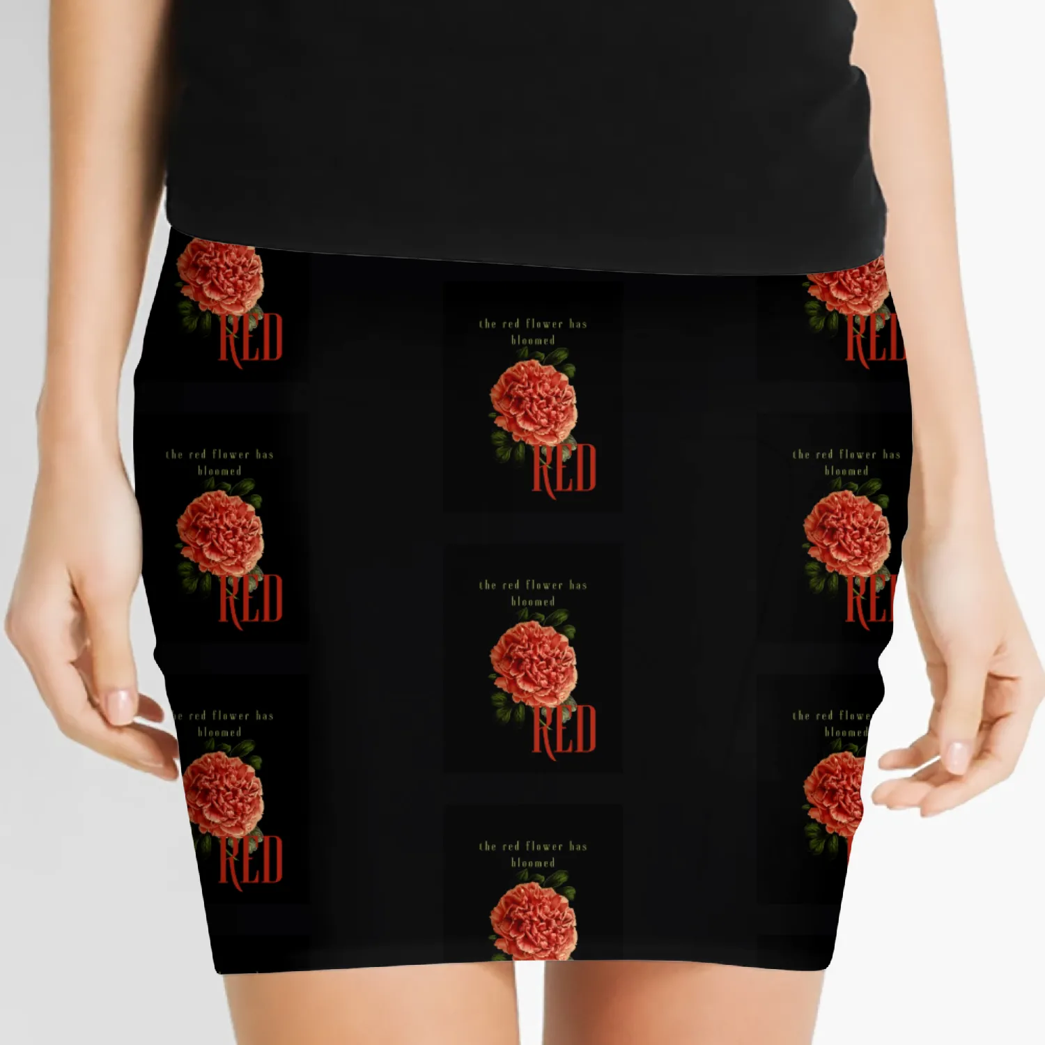 Bloomed red flower Women's Mini Skirts