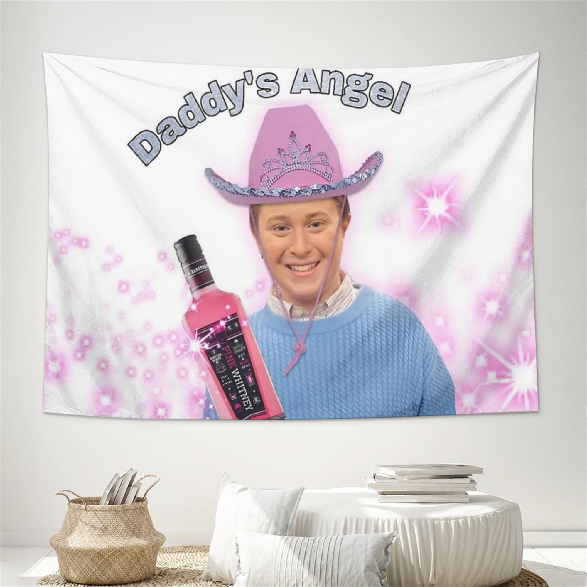 Daddy's Angel Funny Meme Tapestries Wall Hanging Tapestry, Wall Art