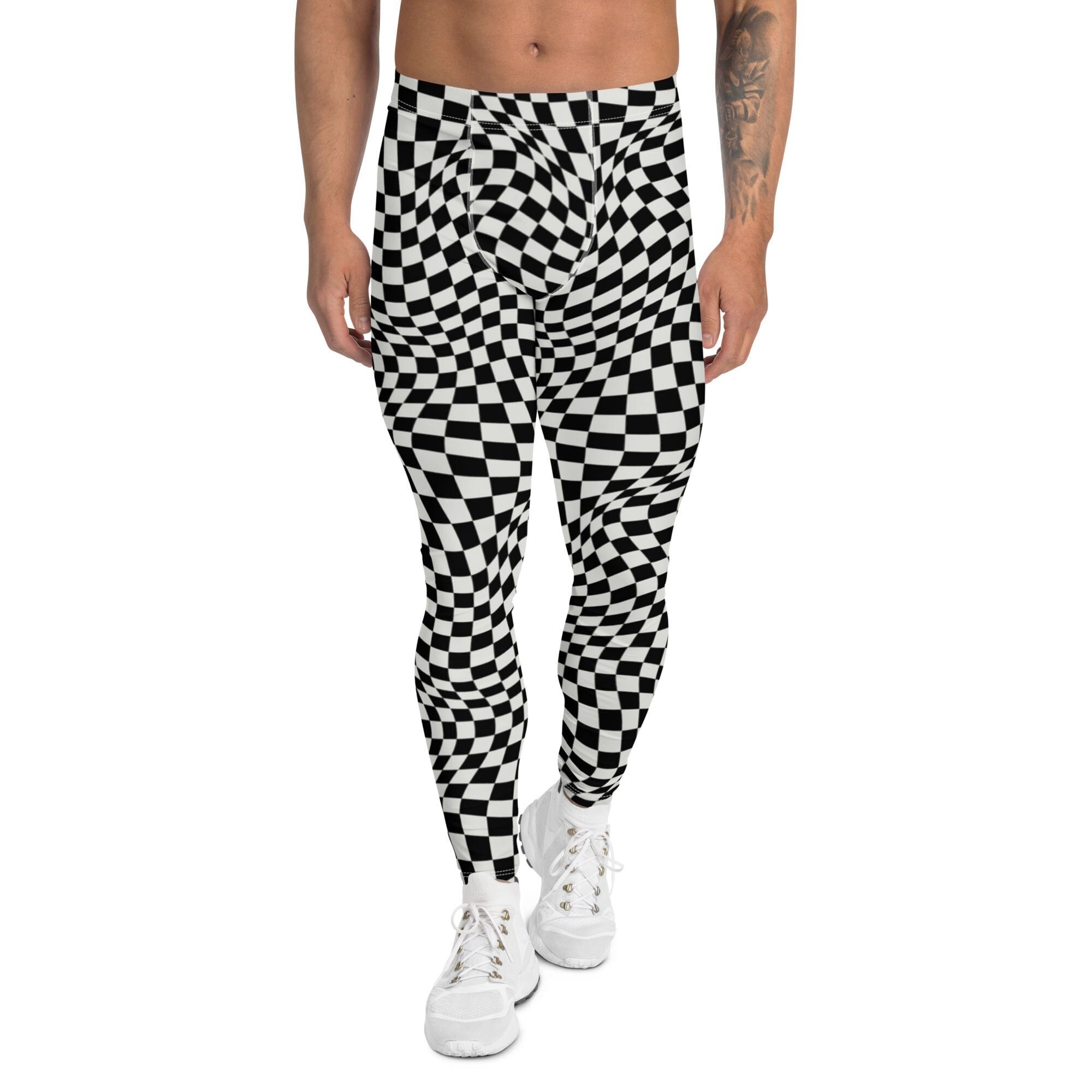 Checkerboard Op Art Man Leggings. Premium quality.