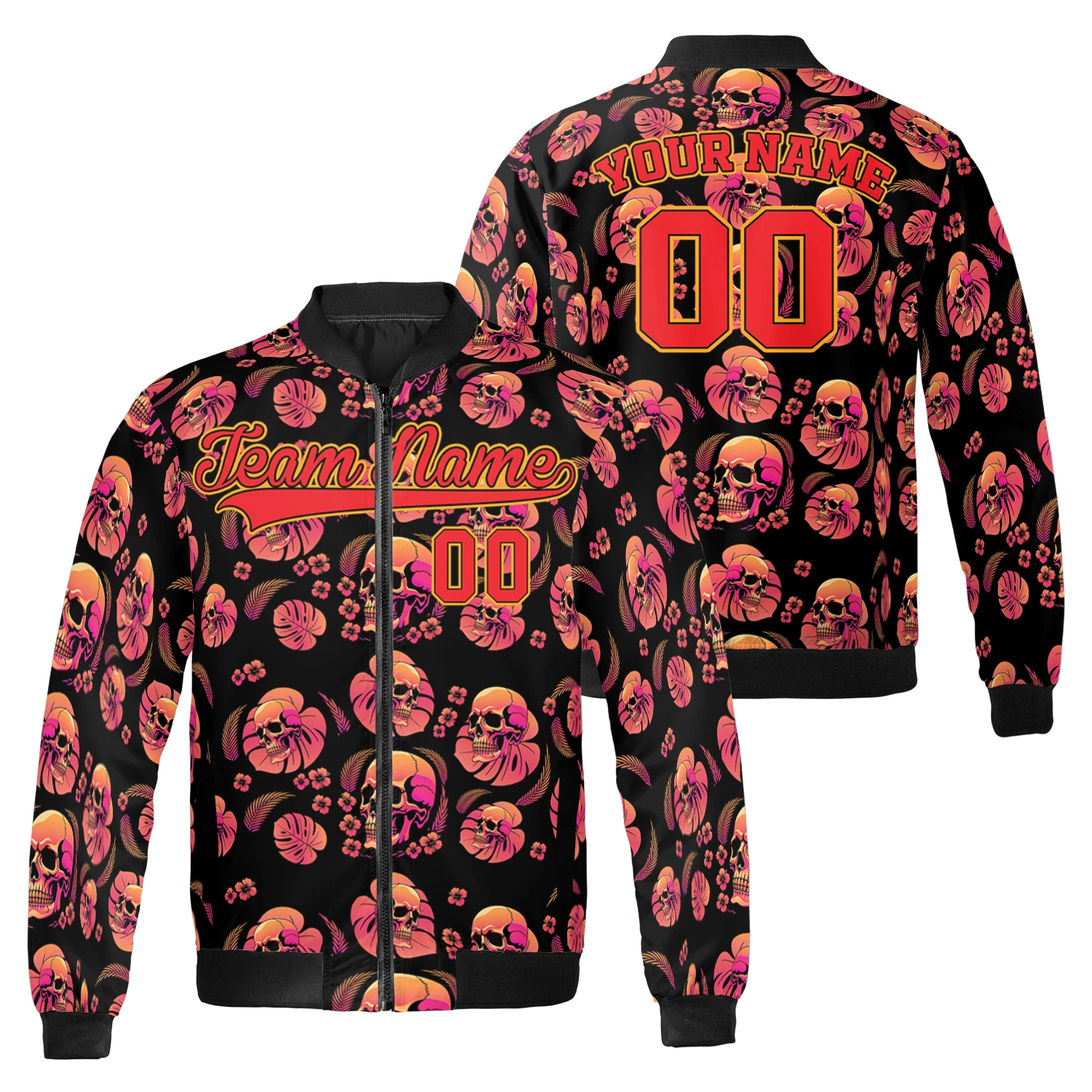 Personalized Halloween Skulls Tis The Season Spooky Vibes Bomber Jacket