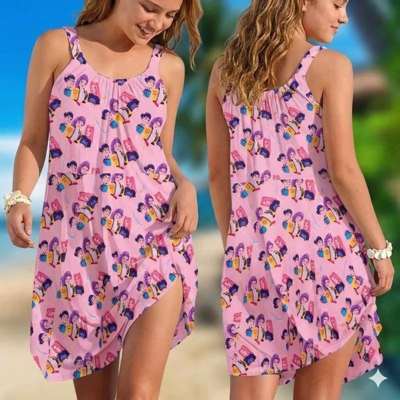 Cute Huntrix Kpop Movie Sling Summer Dress Custom Birthday Gift Pink Huntrix Girl Dress Huntrix Merch For Women Summer Vacation Dress