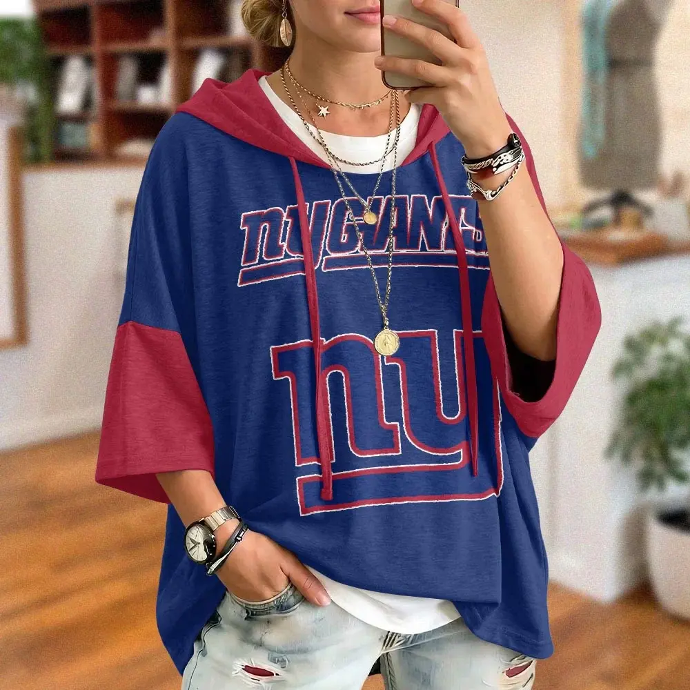 New York Giants Oversized Short Sleeve Hoodie