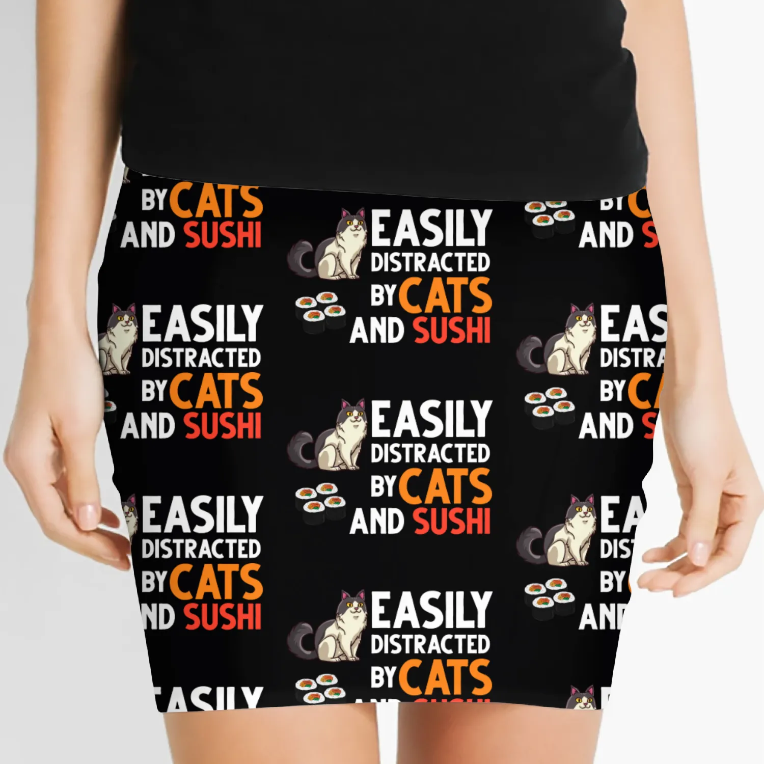 Cat Sushi Japanese Rice Roll Nigiri Bowl Maker Women's Mini Skirts