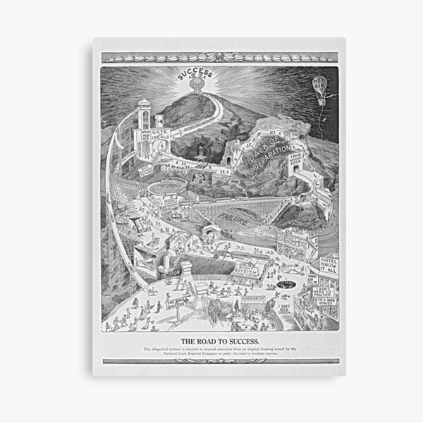 The Road To Success Vintage 1913 Motivational Illustration Canvas
